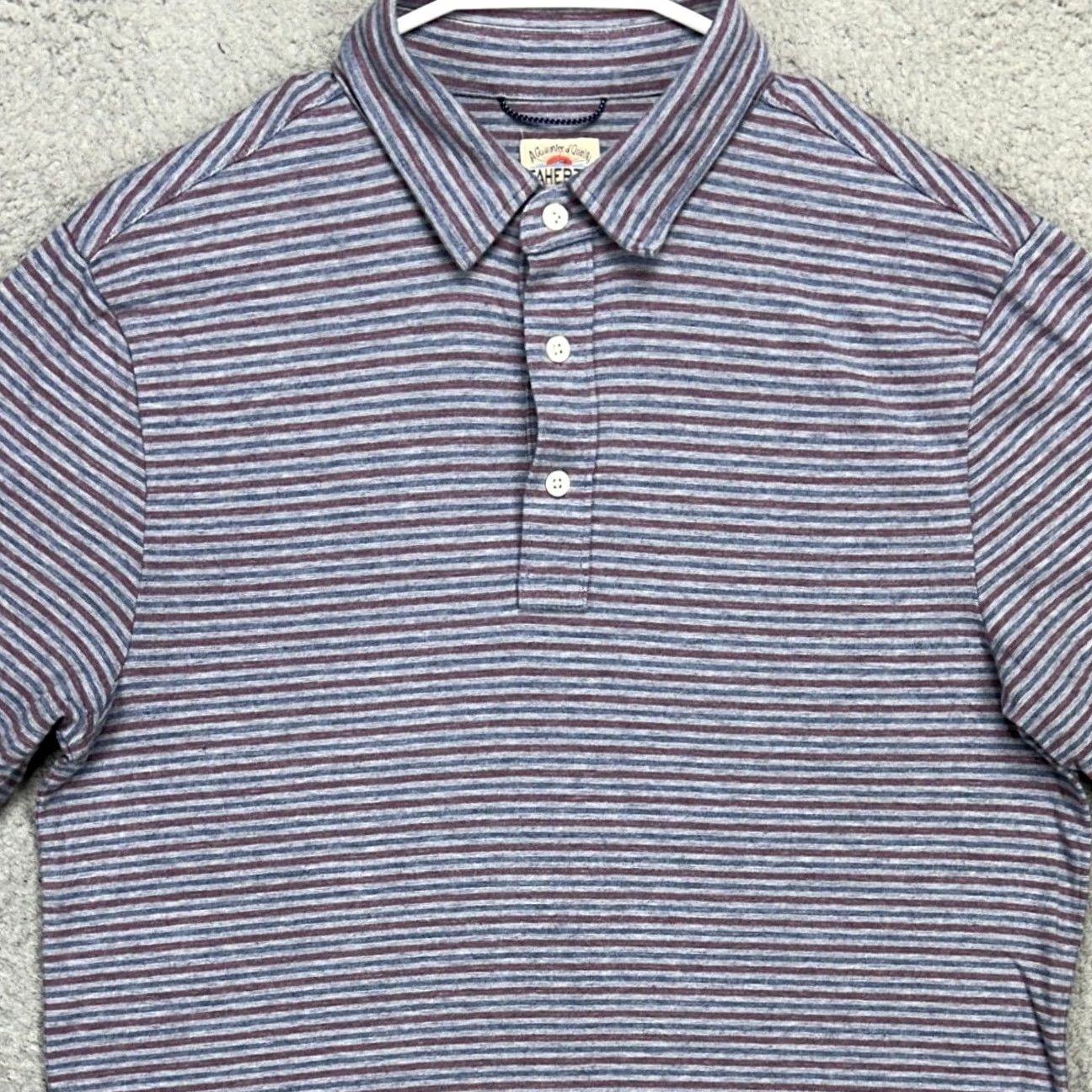 Faherty Faherty Polo Shirt Medium Red Blue Striped Short Sleeve Casual Stretch Rugby Men Size US M / EU 48-50 / 2 - 2 Thumbnail