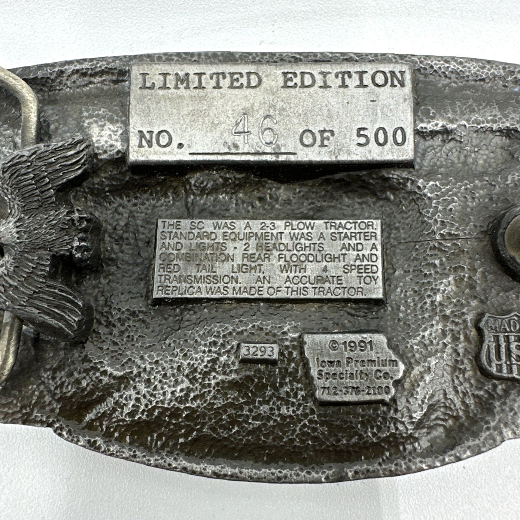 Vintage VINTAGE 1991 John Deere Farm Toy Collector Commemorative Belt Buckle #41 Of 500 Size ONE SIZE - 3 Thumbnail