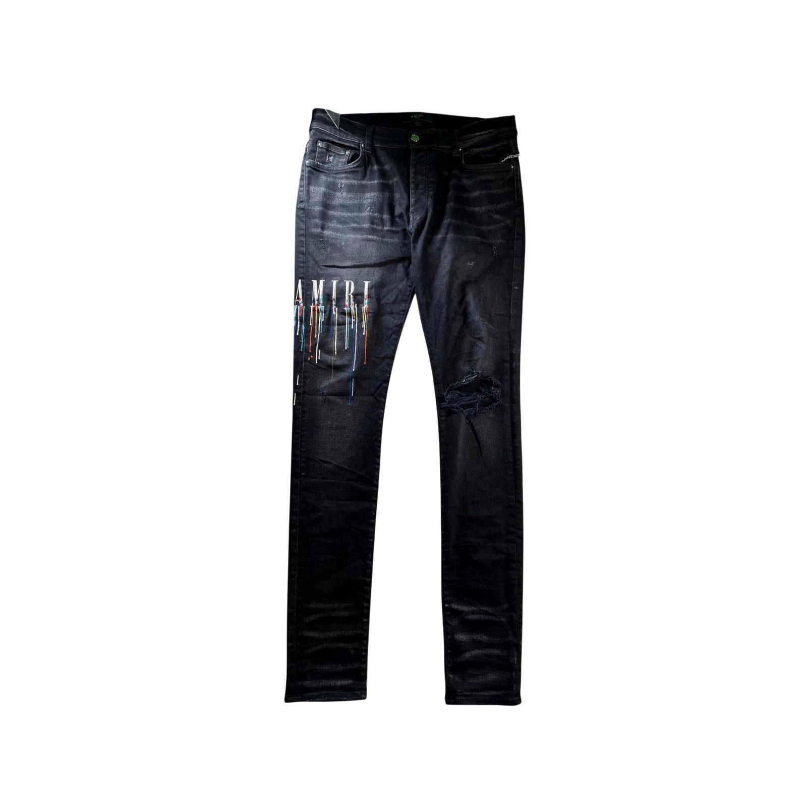 Amiri Amiri Paint Drip Black Jeans Size US 33 - 1 Thumbnail