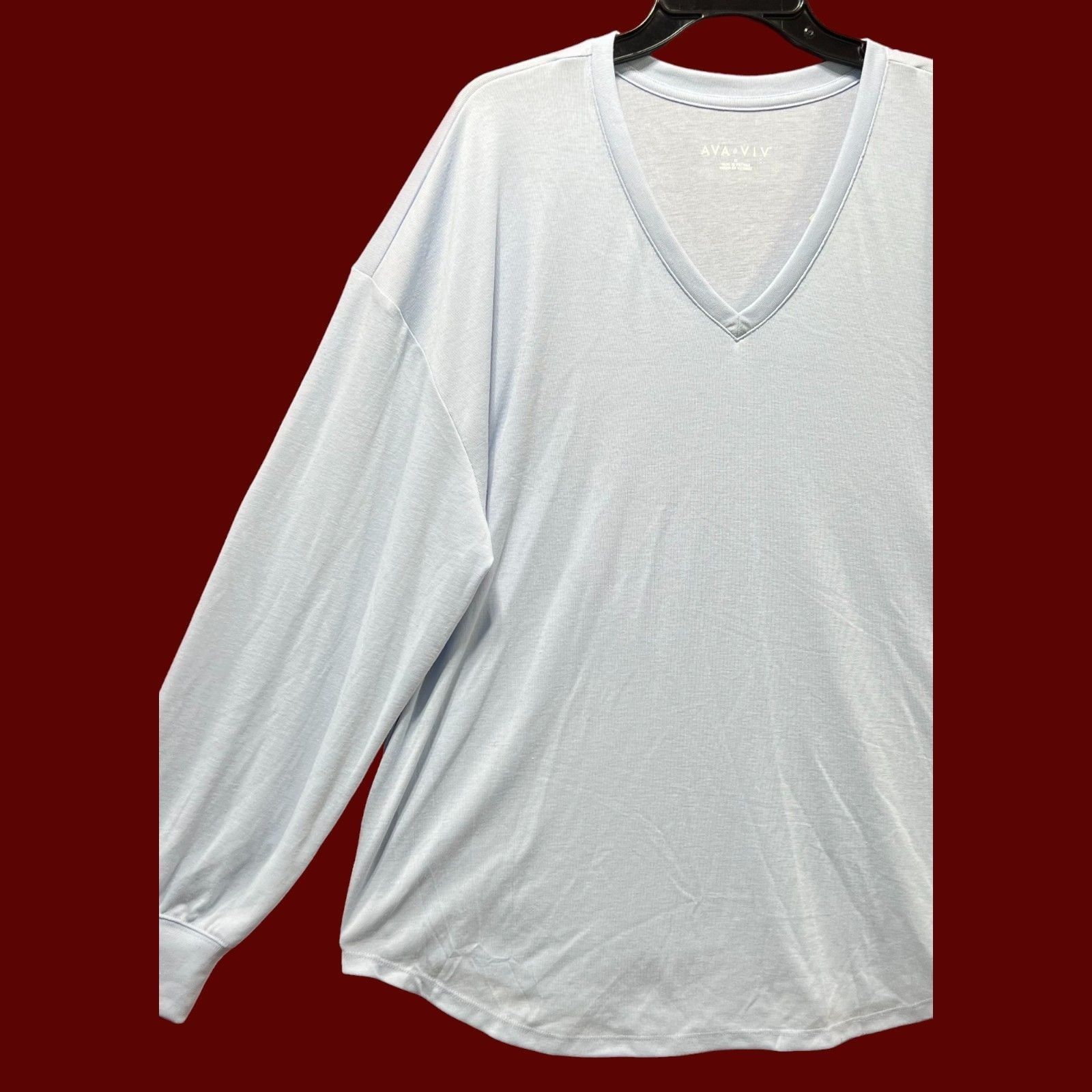 Other Ava & Viv - Women's Long Sleeve V-Neck T-Shirt - Light Blue Size XL / US 12-14 / IT 48-50 - 13 Thumbnail