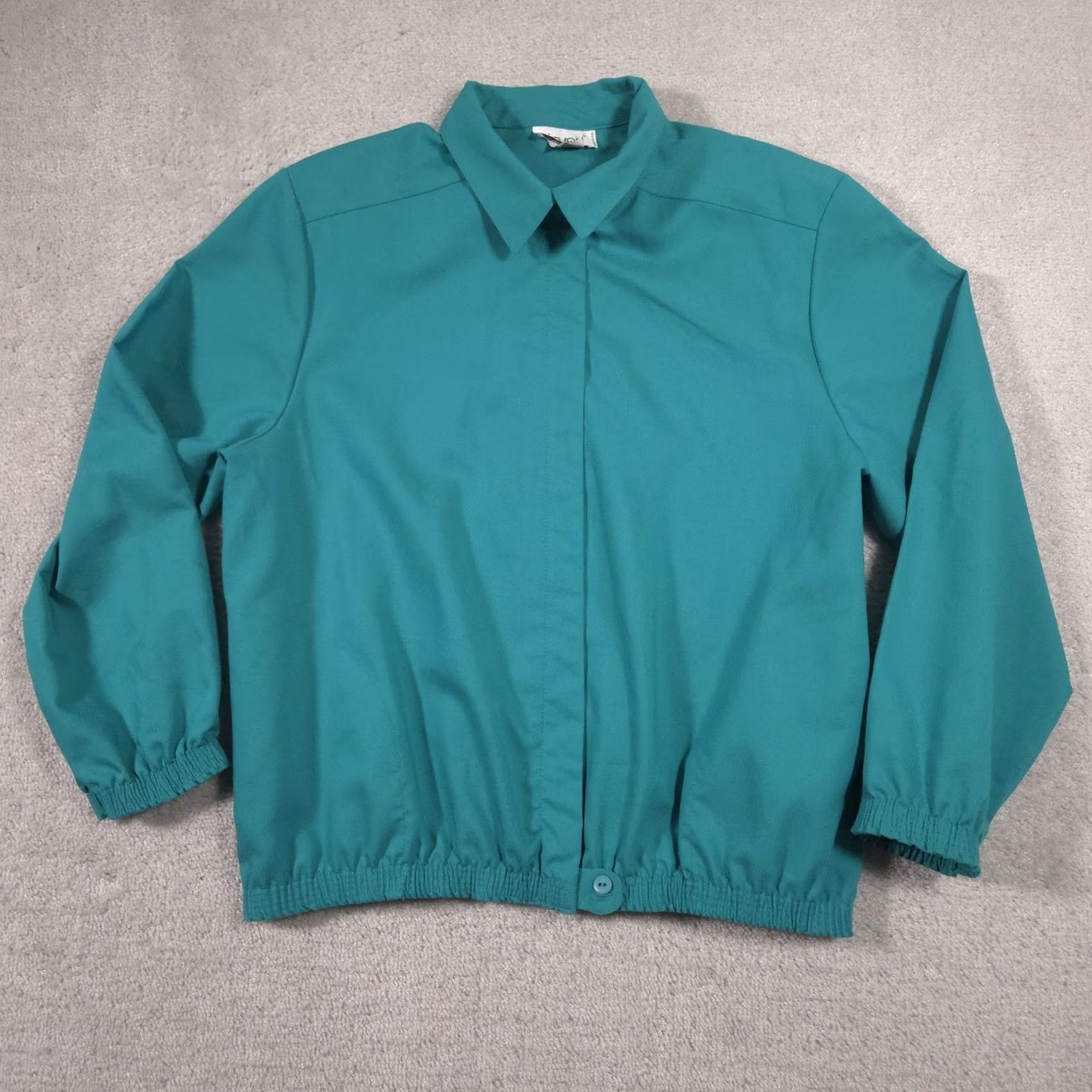 Vintage VINTAGE Devon Jacket Women's 14 Green Lightweight Long Sleeve Full Zip Shoulder Pads Size XL / US 12-14 / IT 48-50 - 2 Thumbnail