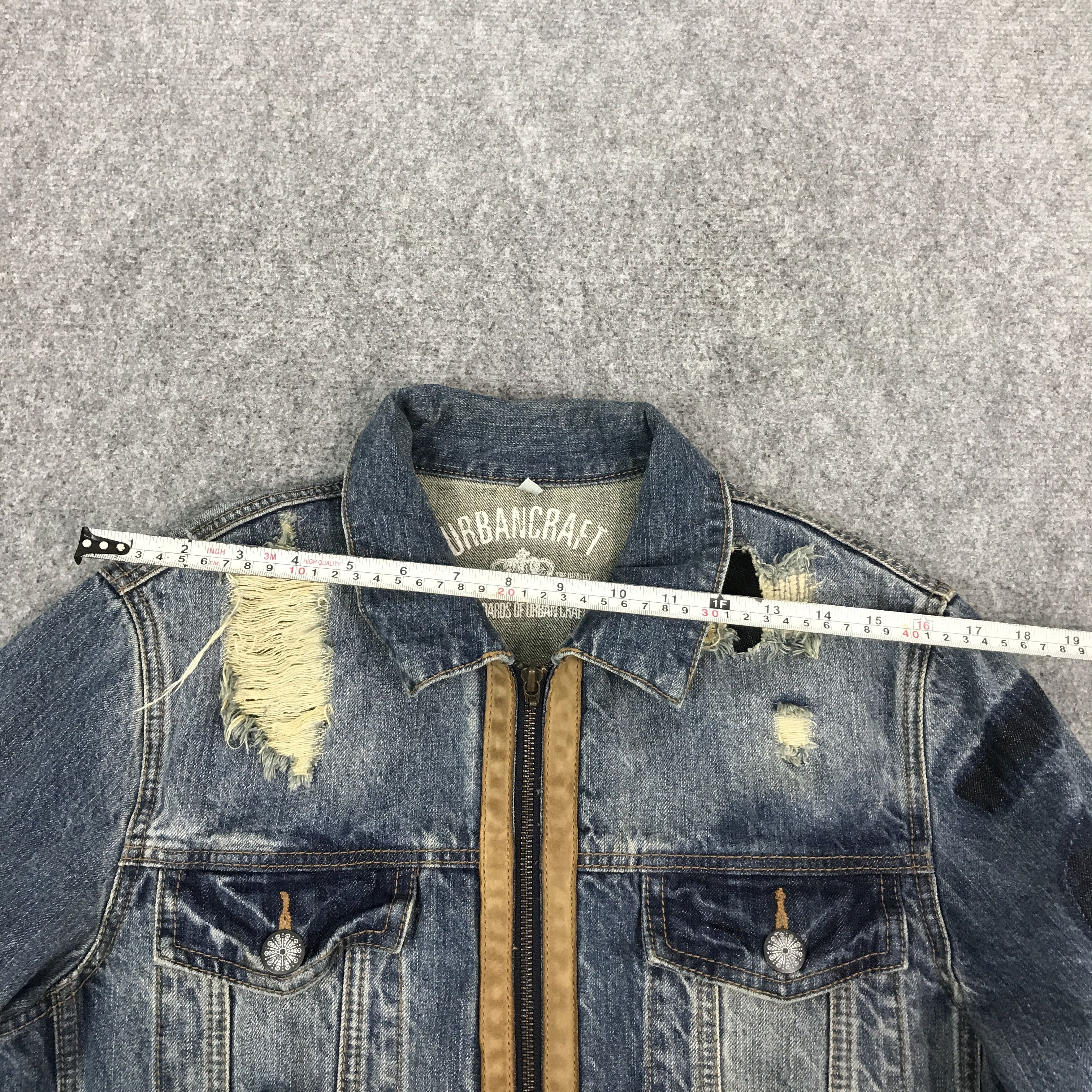 Japanese Brand urbancraft Japan Distressed Leather Denim jacket Size US L / EU 52-54 / 3 - 9 Thumbnail