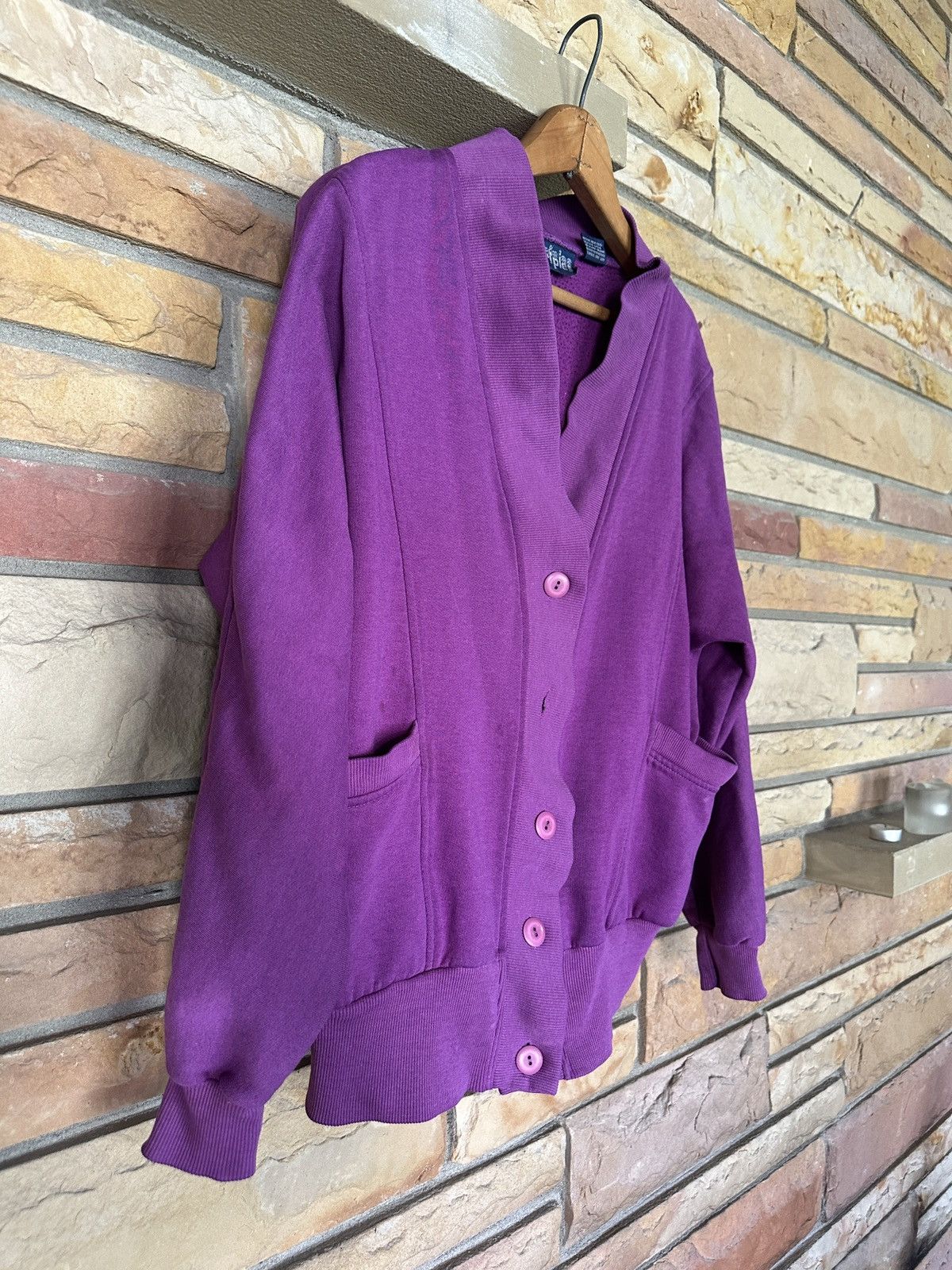 Vintage Vintage 80s Purple Oversized Cardigan Sweater Size S / US 4 / IT 40 - 4 Thumbnail