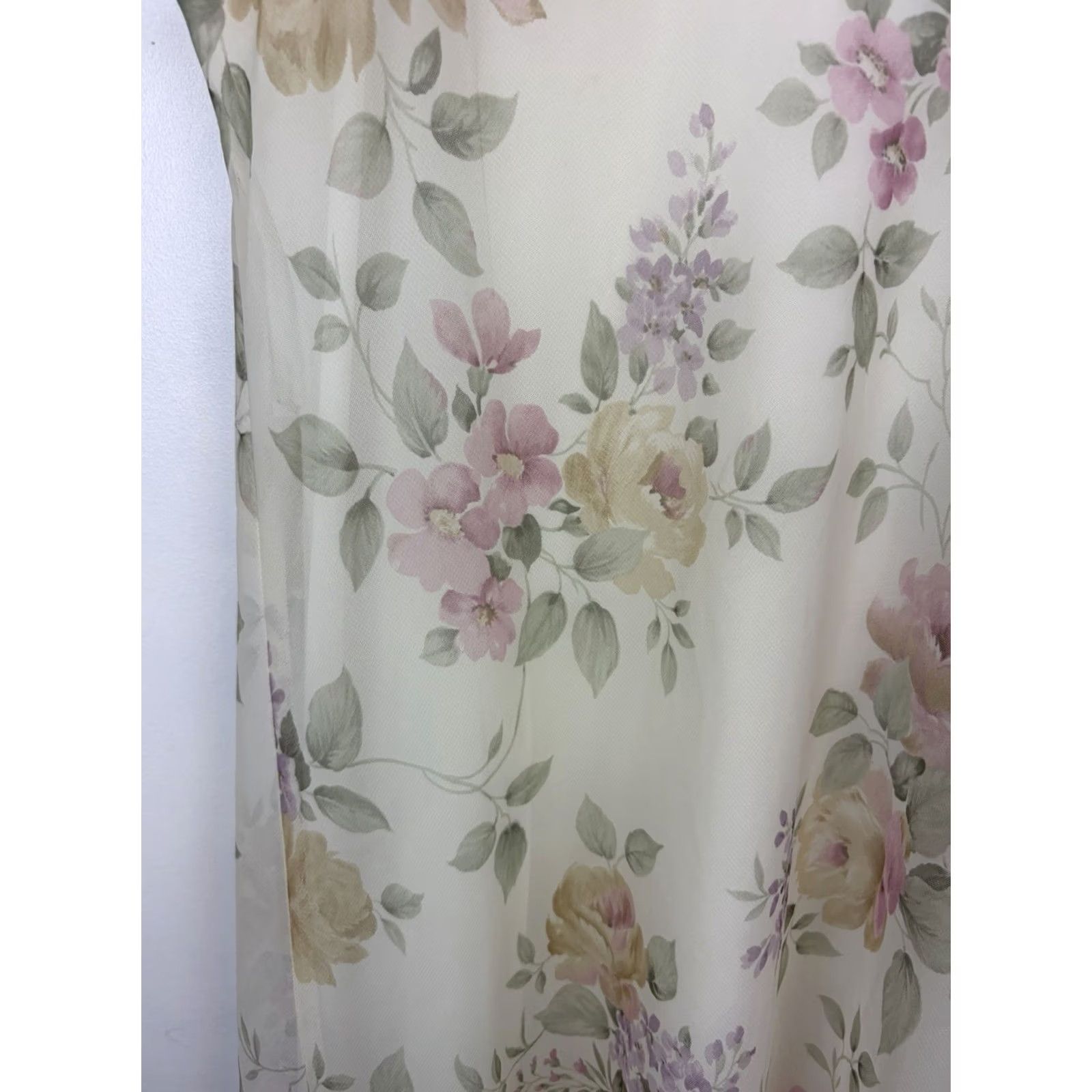 Vintage VINTAGE Y2K Floral Maxi Dress Purple Green Purple Oversize Flower Sleeveless Scoop Neck Chiffon Polyester Women 12 Size XL / US 12-14 / IT 48-50 - 3 Thumbnail