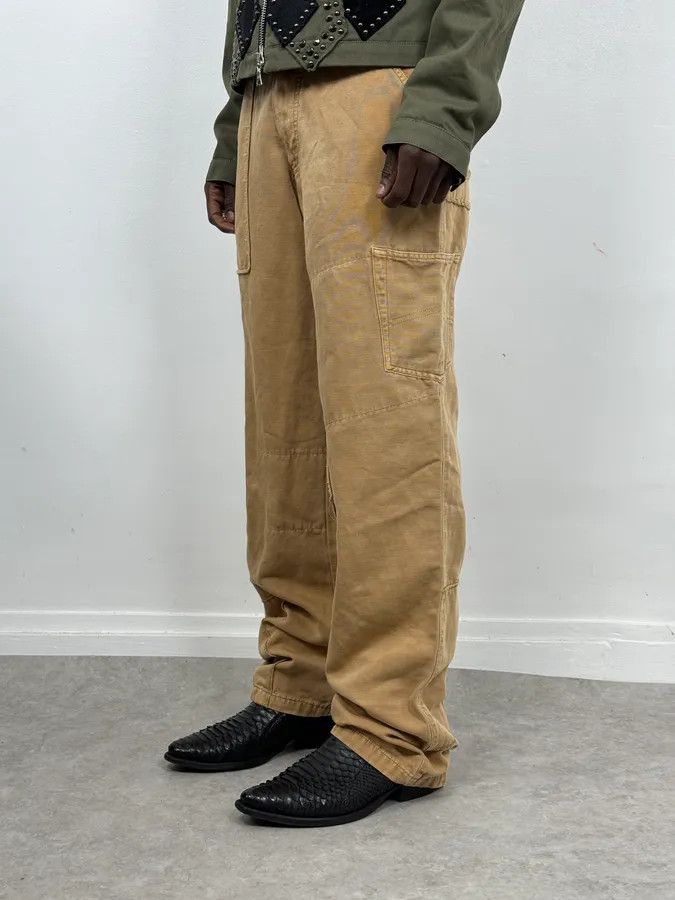 Armani 2000s Armani Irregular Straight Relaxed Beige Pants Size US 30 / EU 46 - 2 Thumbnail