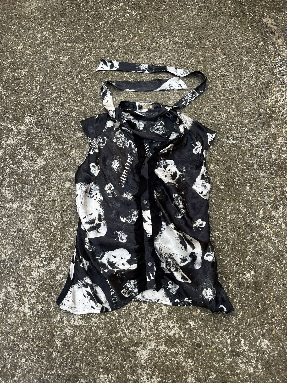 galliano vintage overprinted floral print shirt