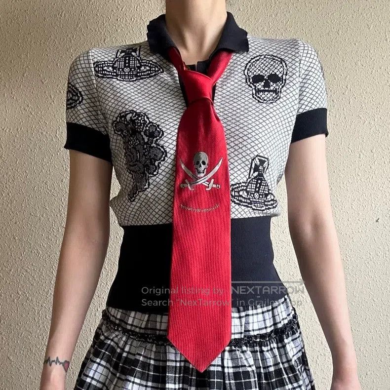 Vivienne Westwood Saturn Skull Short Sleeve Knit Top