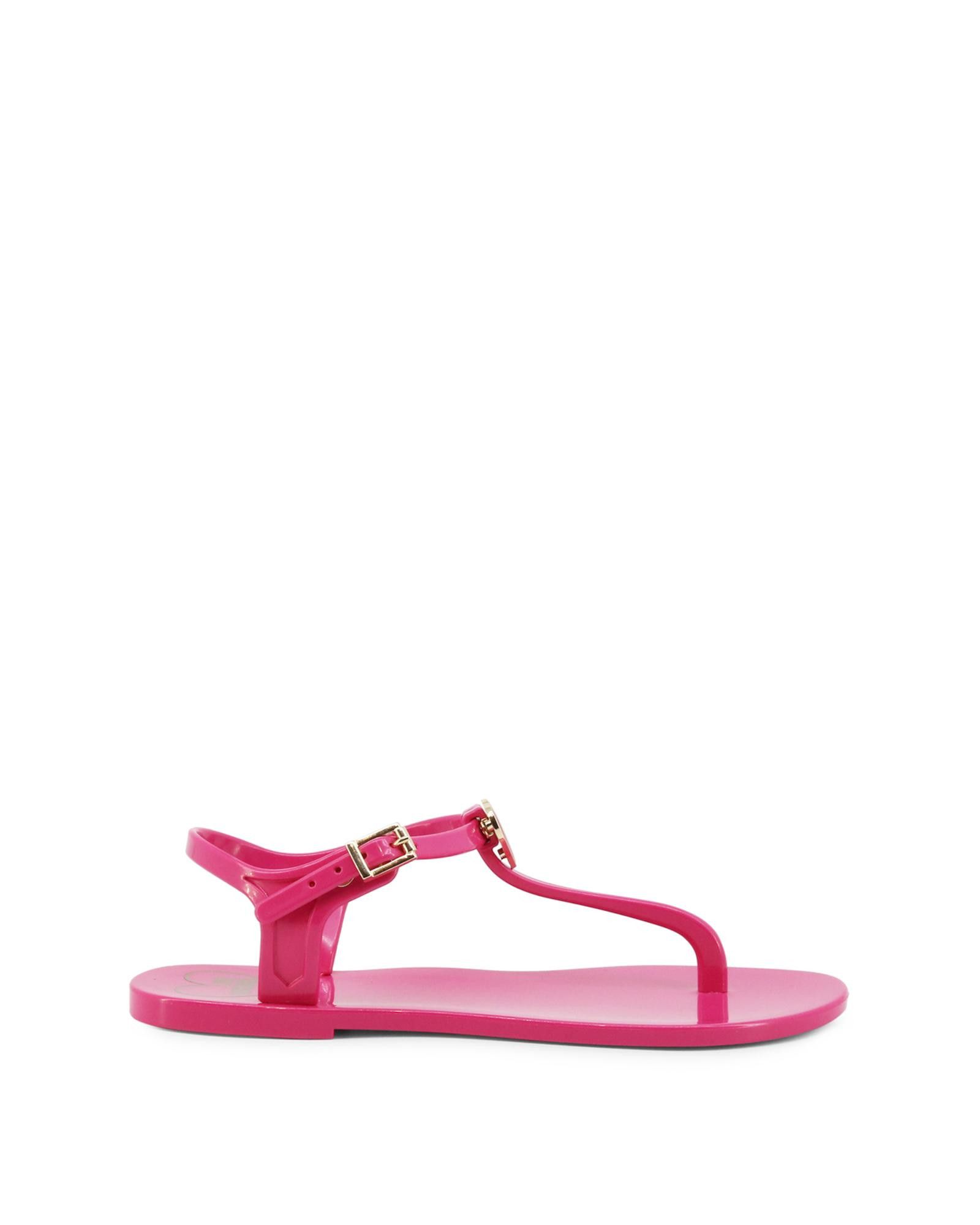 image of Moschino Ankle Strap Rubber Flip Flops Shoes in Pink, Women's (Size 9)
