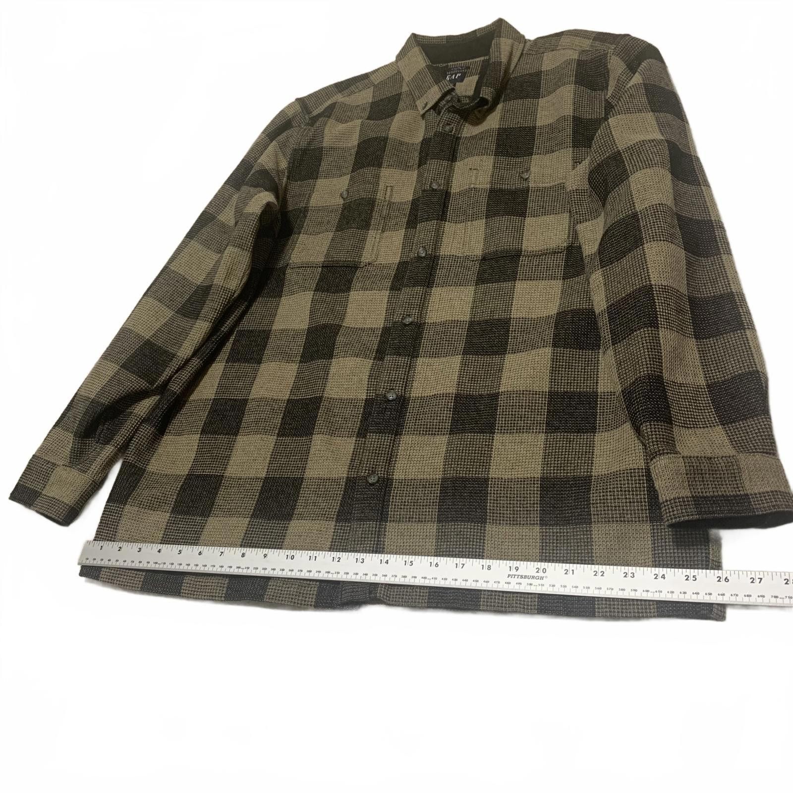 Gap GAP Men's XL Tall Olive Black Buffalo Plaid Shirt Size US XL / EU 56 / 4 - 4 Thumbnail
