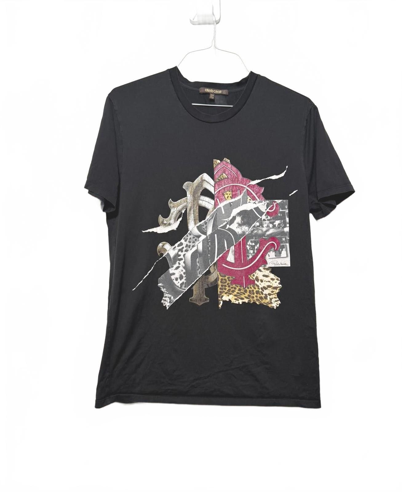 Roberto Cavalli Roberto Cavalli Graphic Black T-Shirt Size US M / EU 48-50 / 2 - 1 Thumbnail