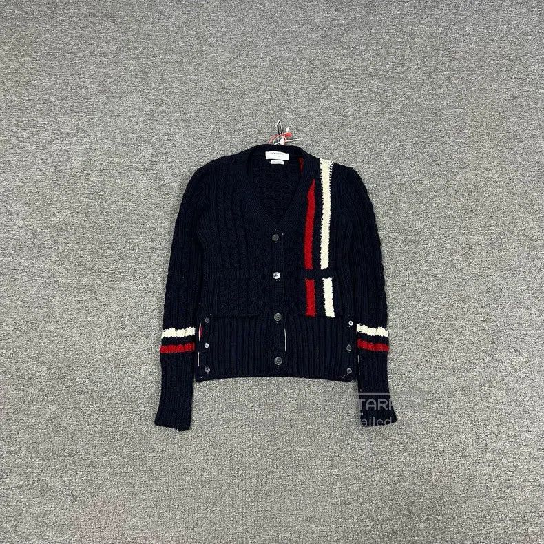 Thom Browne Thom Browne Navy Striped Thick Wool Cardigan Size XS / US 0-2 / IT 36-38 - 1 Thumbnail
