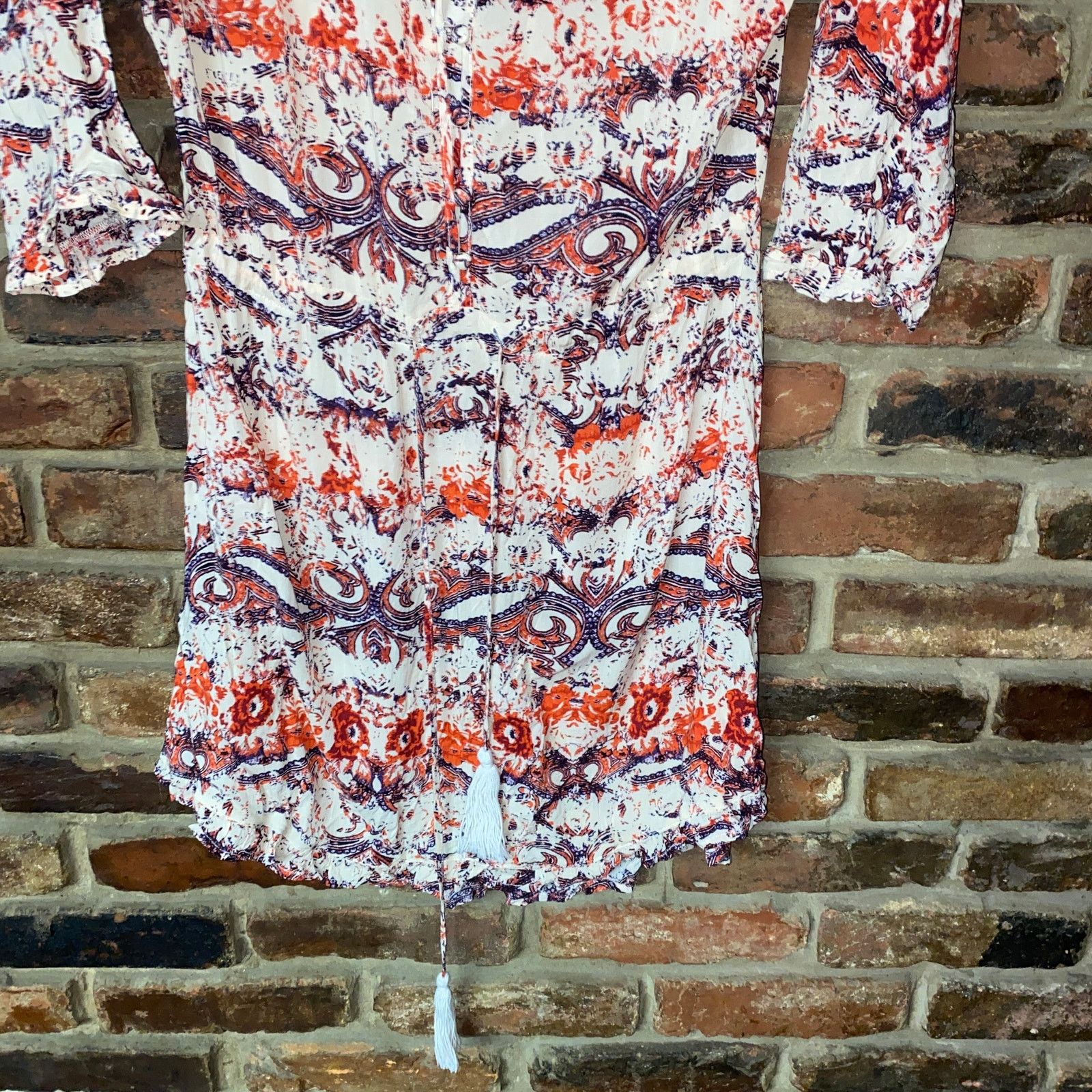 Other Black Swan Print 3/4 Sleeve Mini Tassel Tie Dress Large Size L / US 10 / IT 46 - 3 Thumbnail