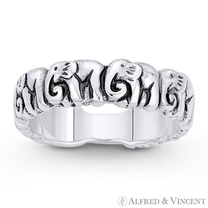 Other Elephant Herd Animal Charm Ring in .925 Sterling Silver Size ONE SIZE - 1 Preview