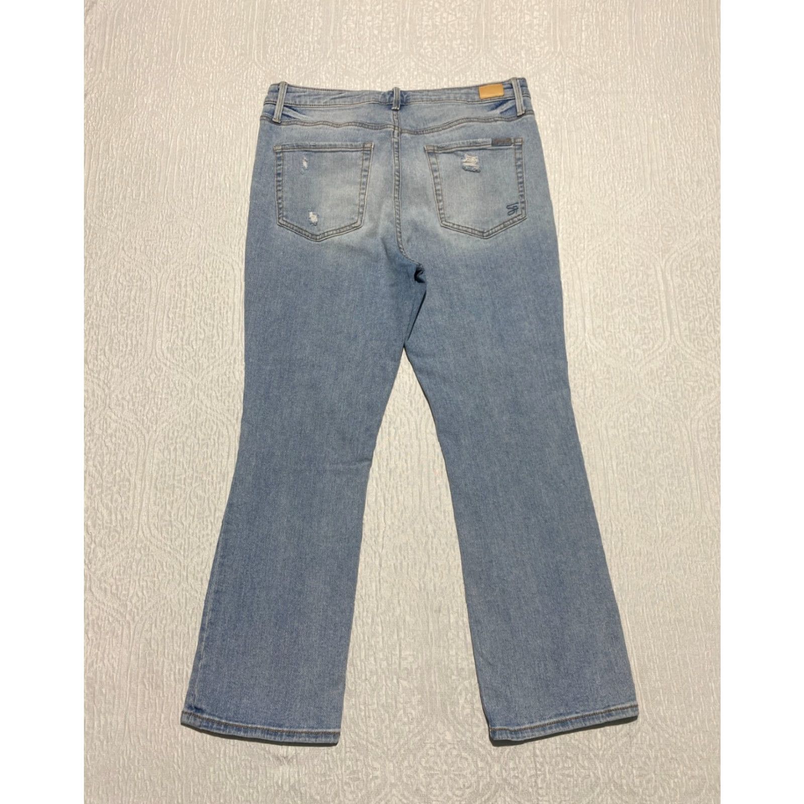 Vintage Seven7 Womens Jeans Cropped High Rise Blue 8 Distressed Cropped 5-Pocket Denim Stretch Jeans Womens Size 30" / US 8 / IT 44 - 2 Thumbnail
