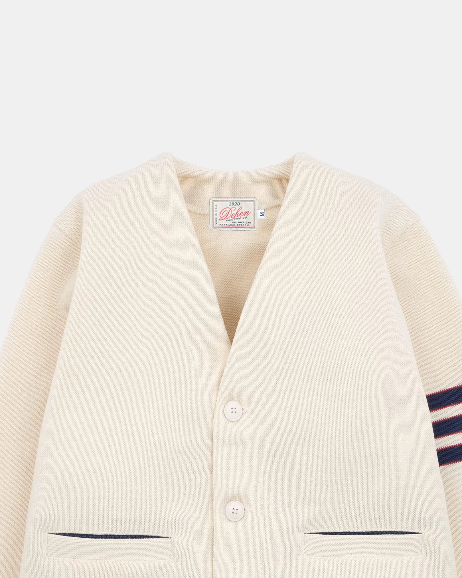 Dehen 1920 Dehen Slouchy Varsity Cardigan - Off White Size US L / EU 52-54 / 3 - 2 Thumbnail