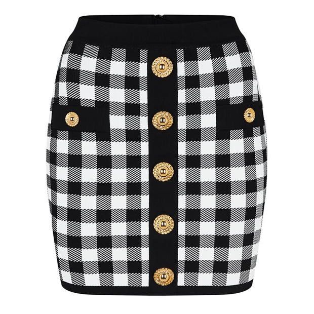 Balmain o1g2r1mq0924 Check Mini Skirts in Noir & Blanc Size 29" - 1 Thumbnail
