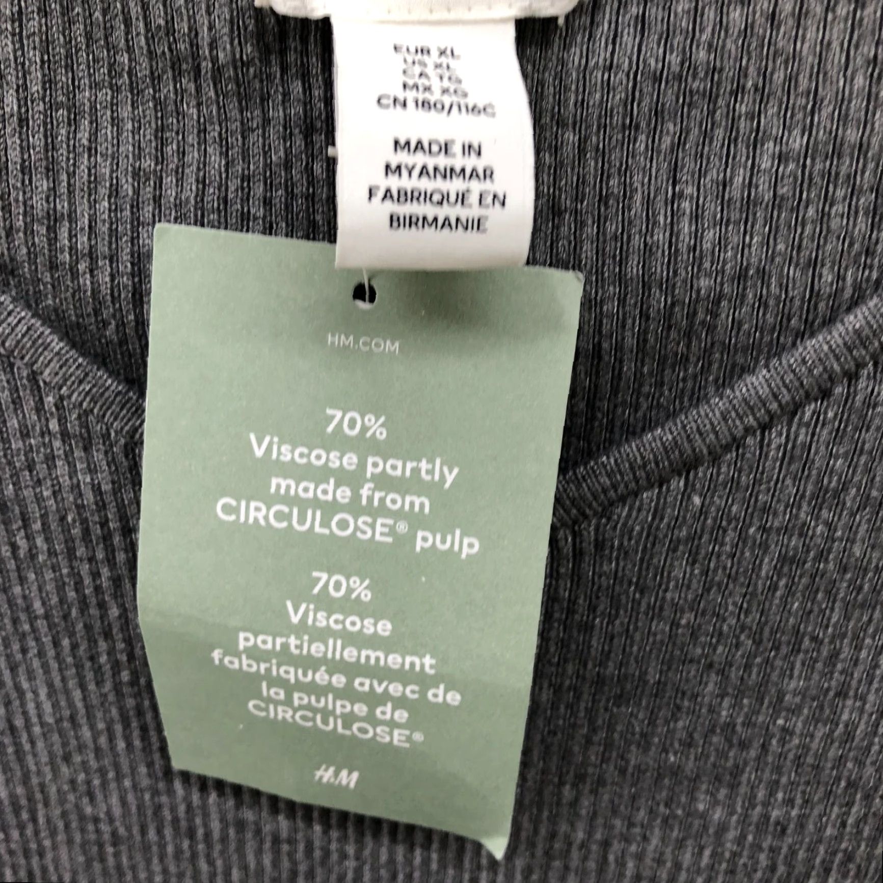 H&M NWT H&M V-Neck Ribbed Sweater Womens XL Gray Slim Fit Stretch Pullover Size XL / US 12-14 / IT 48-50 - 6 Thumbnail