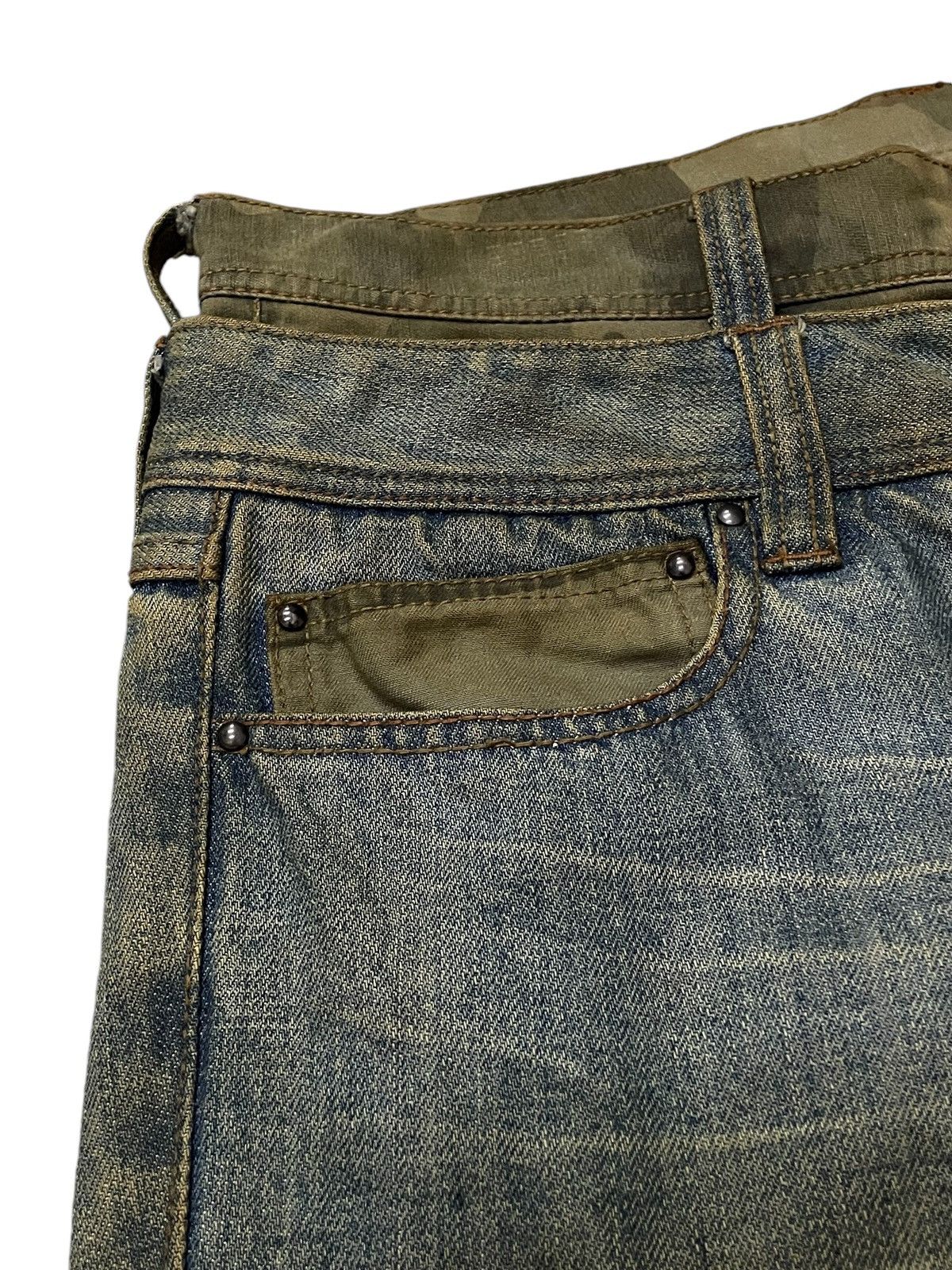 HIDEAWAYS × If Six Was Nine × In The Attic Hideaways Japan Muddy Dirty Double Waist Flared Cargo Jeans Size US 32 / EU 48 - 16 Thumbnail