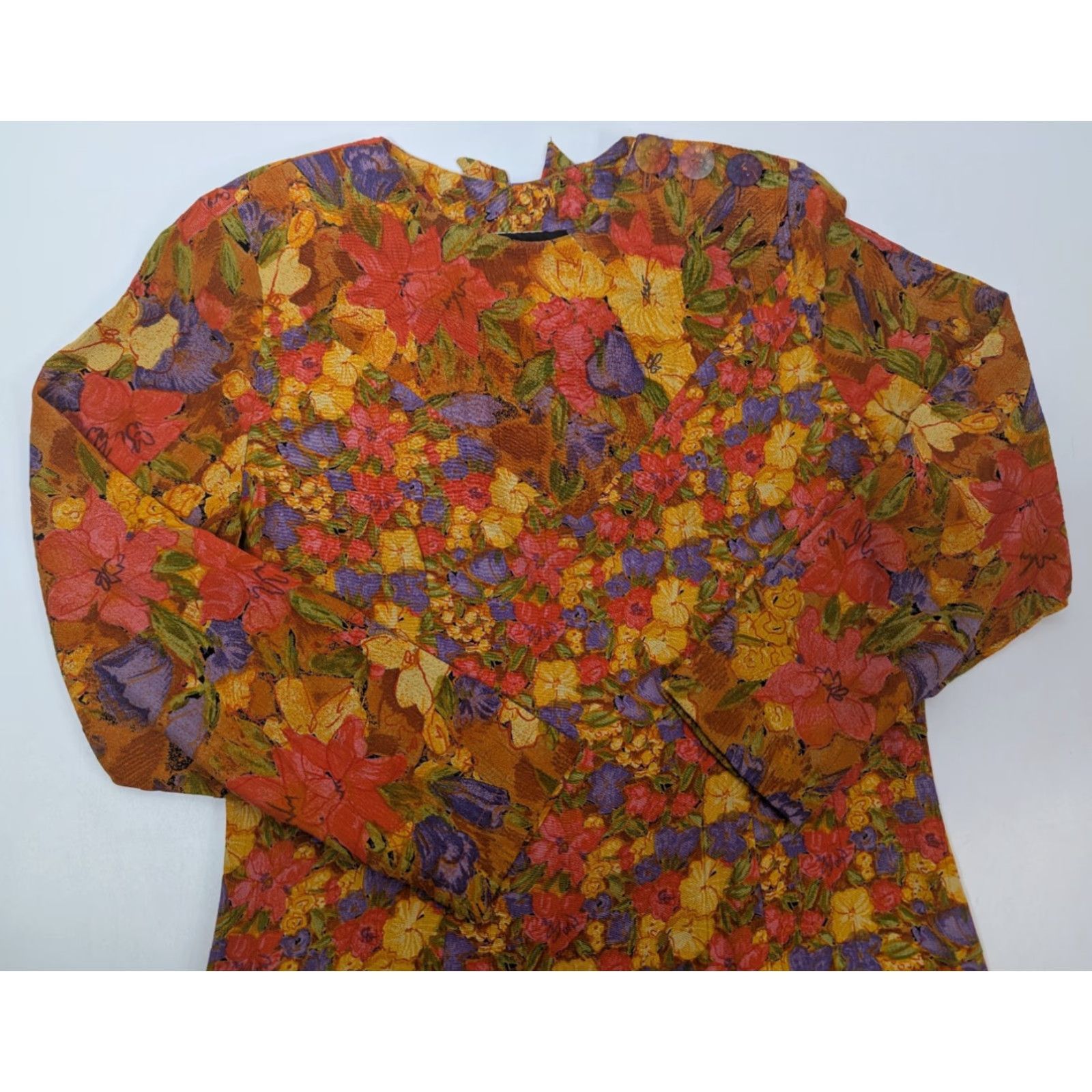 Vintage VINTAGE Carole Little Dress Women’s 2 Orange Floral Lightweight Rayon Gauze Boho Dress Size XS / US 0-2 / IT 36-38 - 6 Thumbnail
