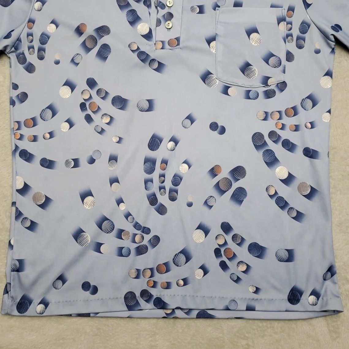 Vintage VINTAGE Stuart Mann Polo Shirt Men L Blue Golf Ball Print Grandpa Core 70s Retro Size US L / EU 52-54 / 3 - 3 Thumbnail