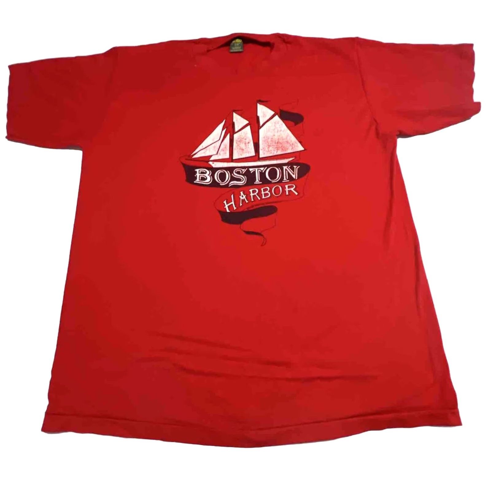 Jerzees VINTAGE Boston Harbor 1985 Jerzees Russell Red Graphic Shirt XL Unisex Short Sleeve Size US XL / EU 56 / 4 - 3 Thumbnail
