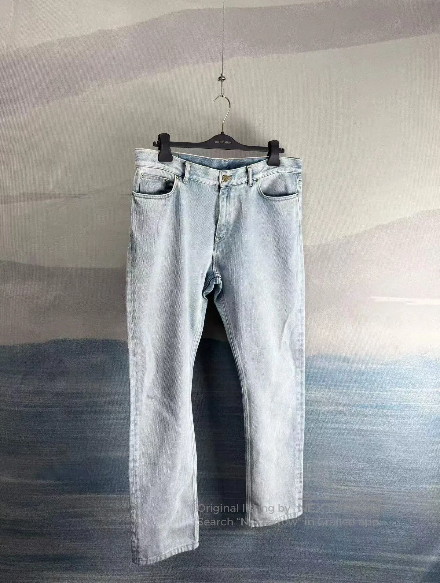 Louis Vuitton Louis Vuitton Light Blue Back Leather Patch Denim Pants| Size US 36 / EU 52 - 1 Thumbnail