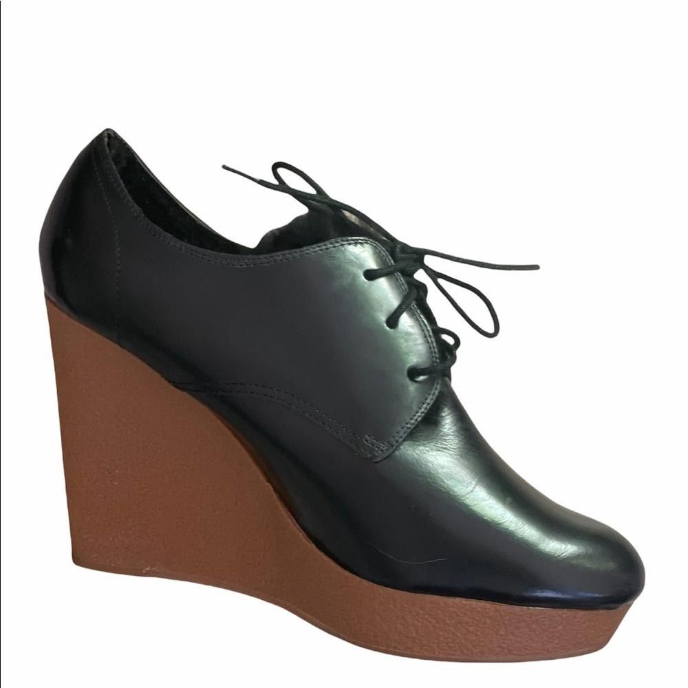 3.1 Phillip Lim 3.1 PHILLIP LIM Black Leather Fur Trim Wedge Pumps Size 10 Size US 10 / IT 40 - 4 Thumbnail