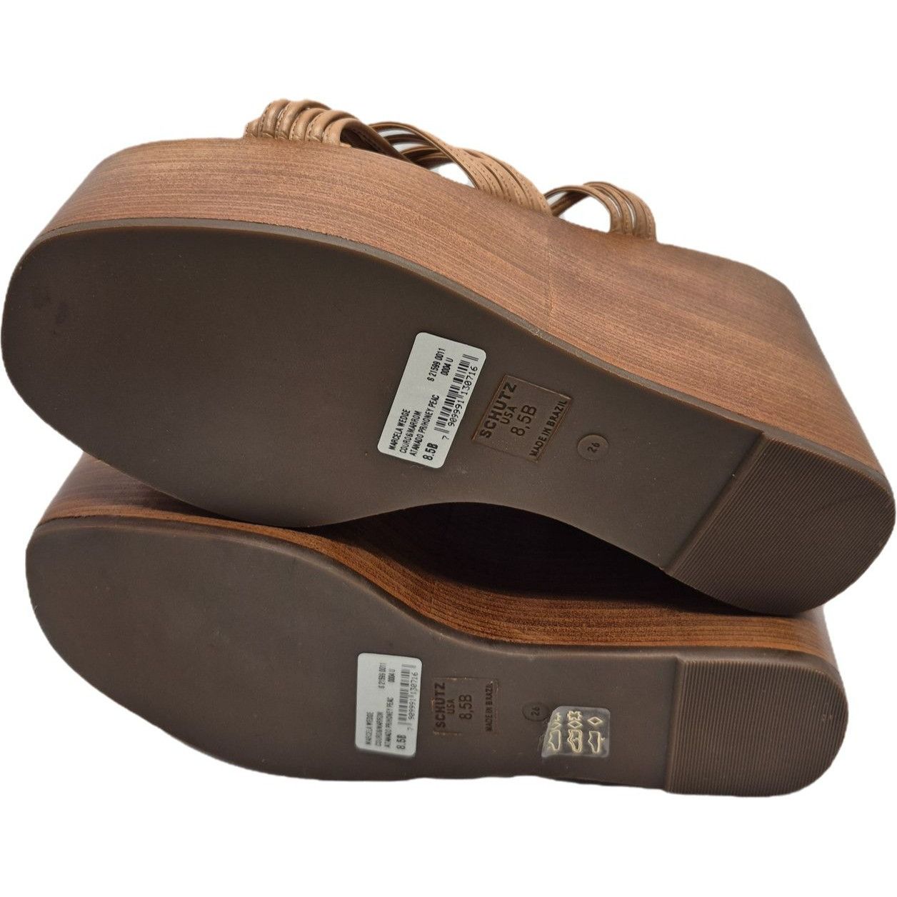 SCHUTZ Schutz Marcella Wedge Tan Leather Platform Sandals 8.5 Size US 8.5 / IT 38.5 - 4 Thumbnail