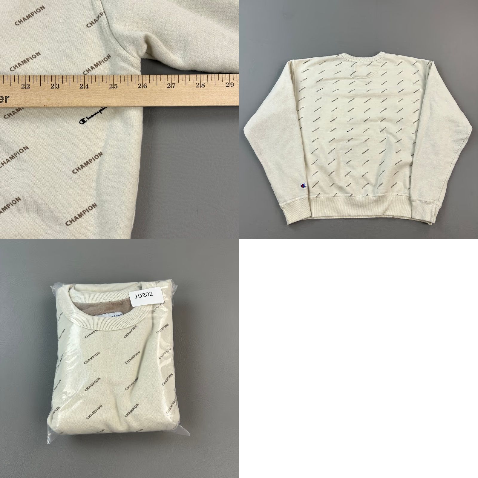 Champion Champion Sweatshirt Mens XL Cream All Over Logo Print Crewneck Pullover Size US XL / EU 56 / 4 - 8 Thumbnail