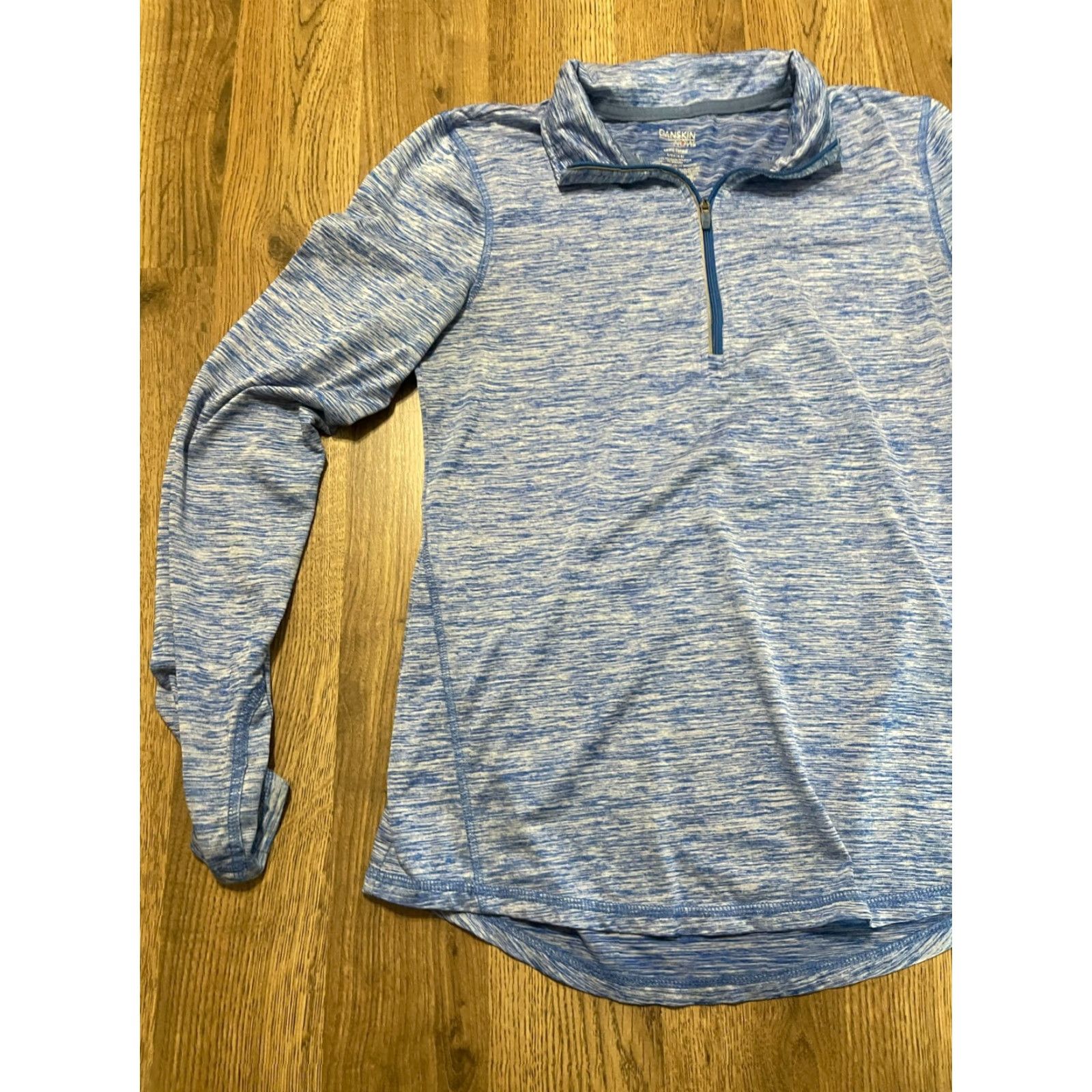 Vintage Danskin Now Shirt Womens Size Small Blue 1/4 Zip Up Semi-Fitted Long Sleeve Pullover Casual Modern Striped Collar Size S / US 4 / IT 40 - 3 Thumbnail