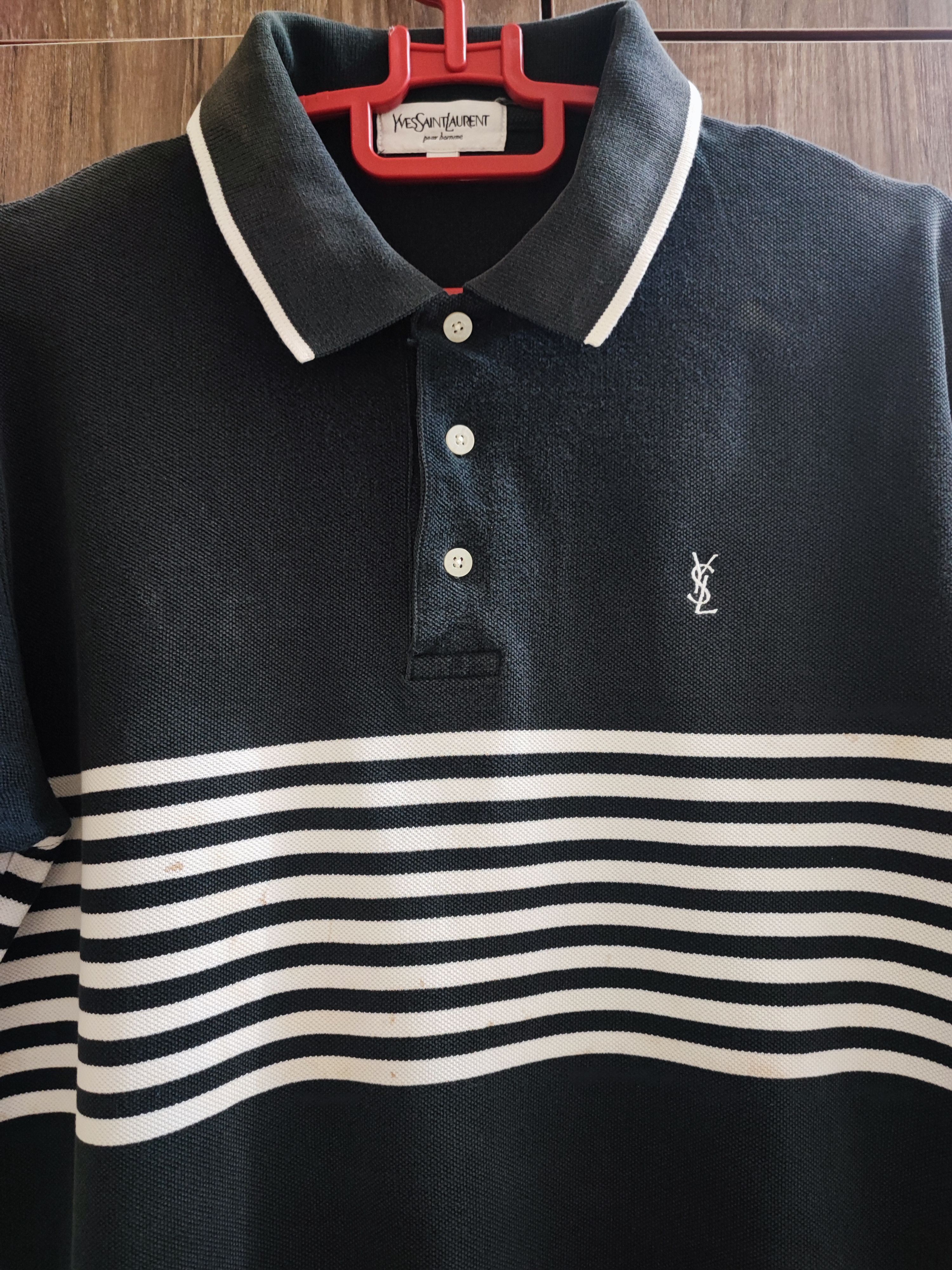 Yves Saint Laurent Vintage YSL Pour Homme Embroidered Logo Polo Shirt Size US L / EU 52-54 / 3 - 2 Thumbnail