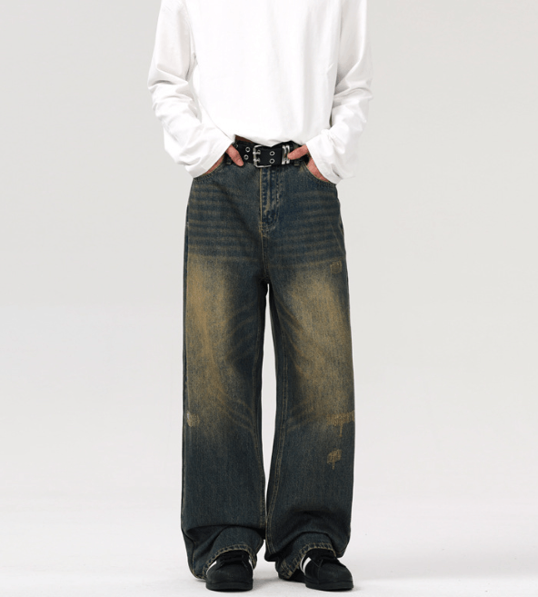 Japanese Brand × Jean Men's vintage distressed washed loose straight jeans Size US 32 / EU 48 - 1 Thumbnail
