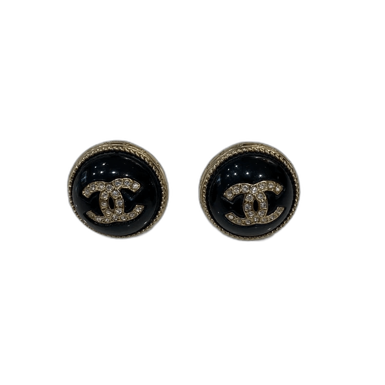 Chanel Chanel Black Circular Rhinestone Earrings Size ONE SIZE - 1 Thumbnail