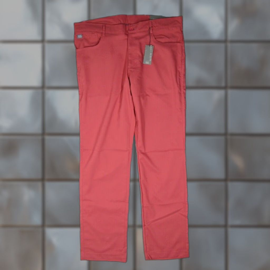 Vintage Matte Grey Men Pants 34 Red Player Fit 4 Way Stretch Work Casual Golf 34x33 Slimming Pockets Straight Chino Polyester Machine Washable 34 Regular Mens Size US 34 / EU 50 - 1 Thumbnail