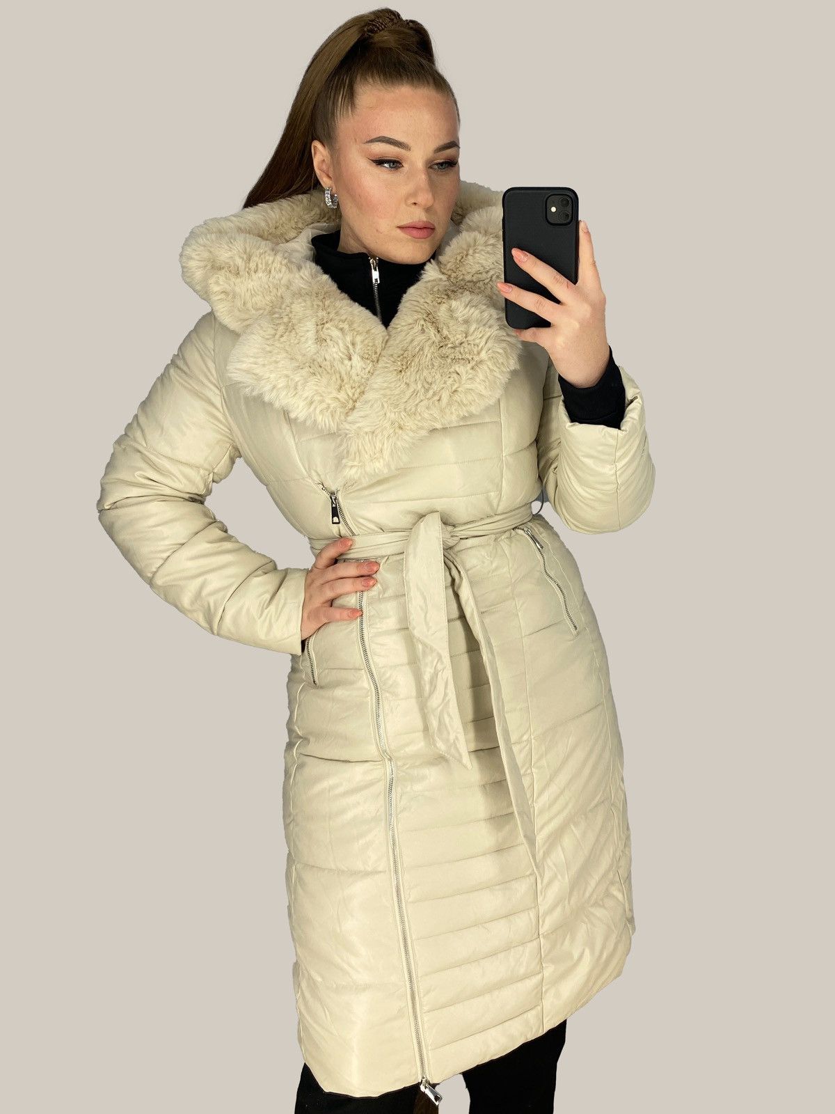 Other Beige Quilted Belted Jacket – Soft, Cozy & Feminine Size M / US 6-8 / IT 42-44 - 2 Thumbnail
