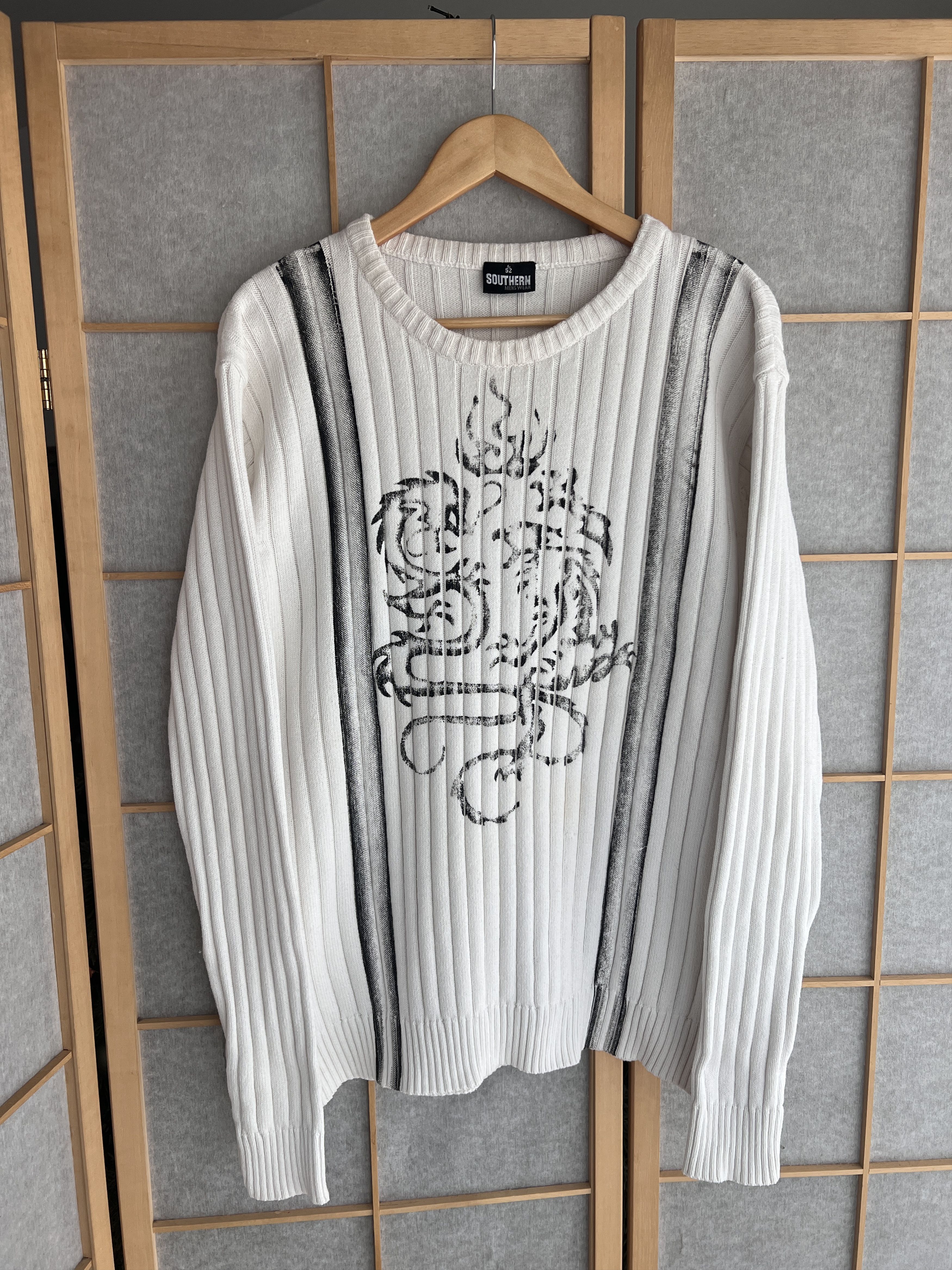 Hysteric Glamour Japan tribal VTG 00s Y2K ribbed dragon structur knit sweater Size US L / EU 52-54 / 3 - 6 Thumbnail
