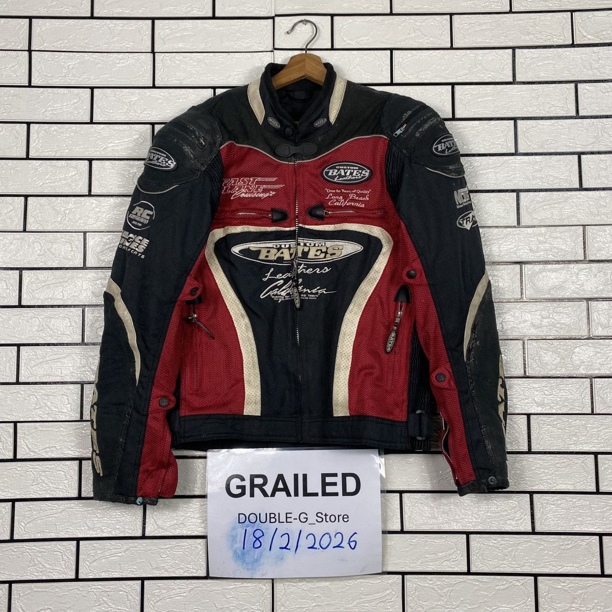 📌Vintage Racing Jacket Custom Bates Leather Big Logo