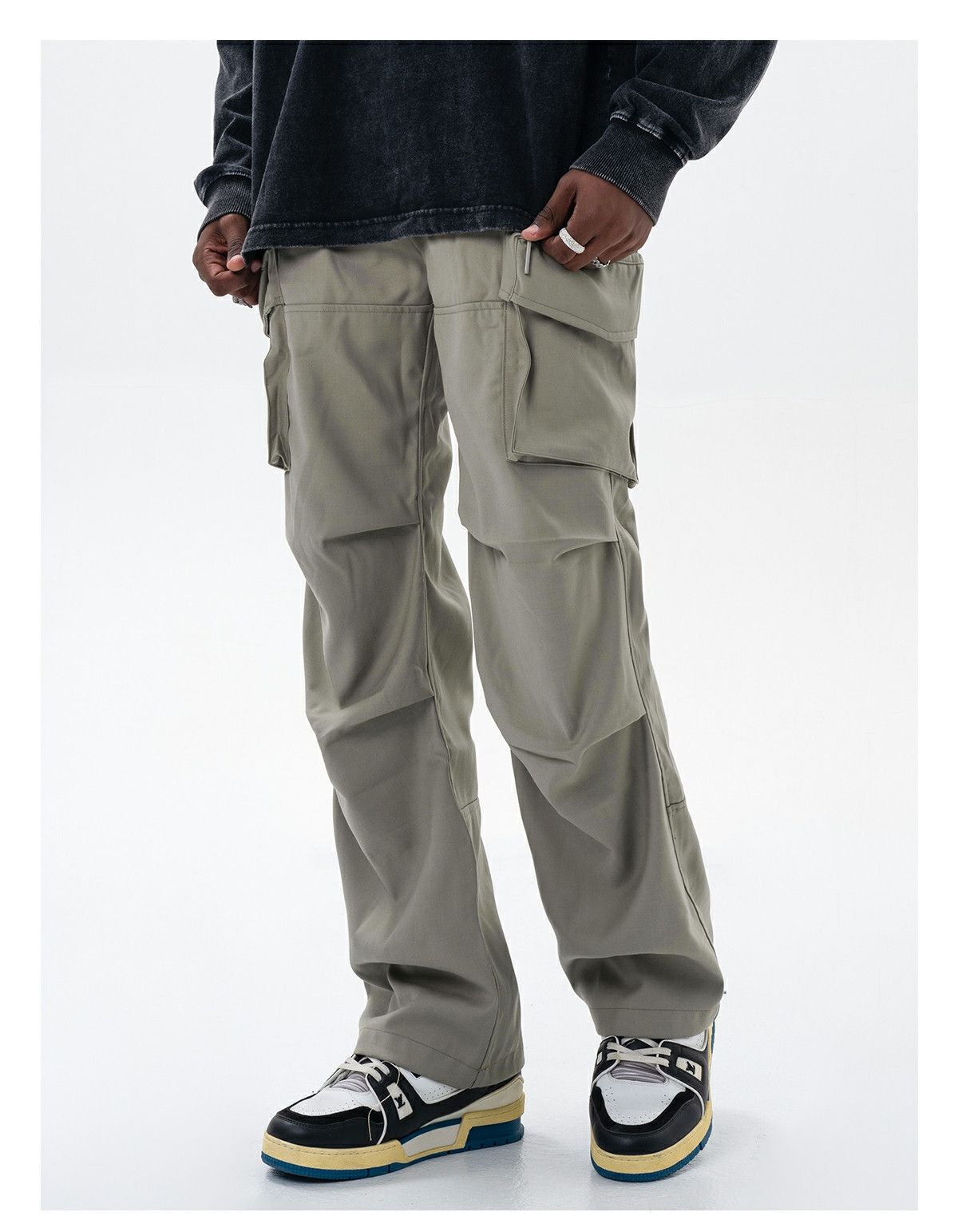 faded utility pleated cargo pants