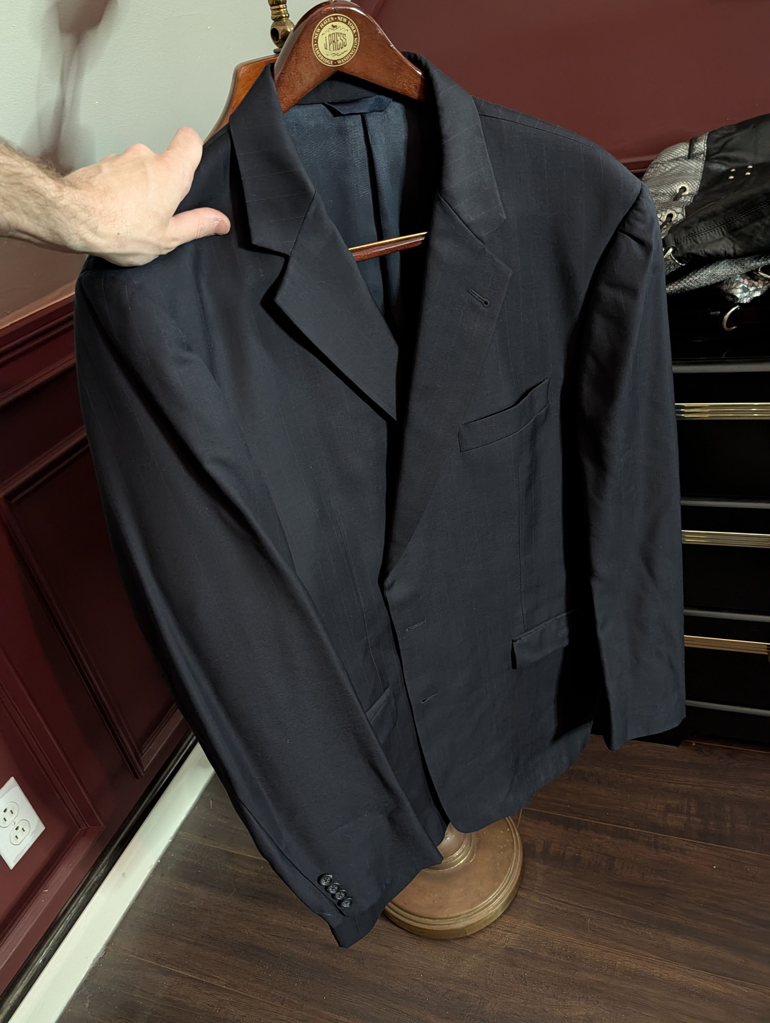 Burberry BURBERRY Black Pinstripe wool MiUSA blazer 46L Size 46L - 13 Thumbnail