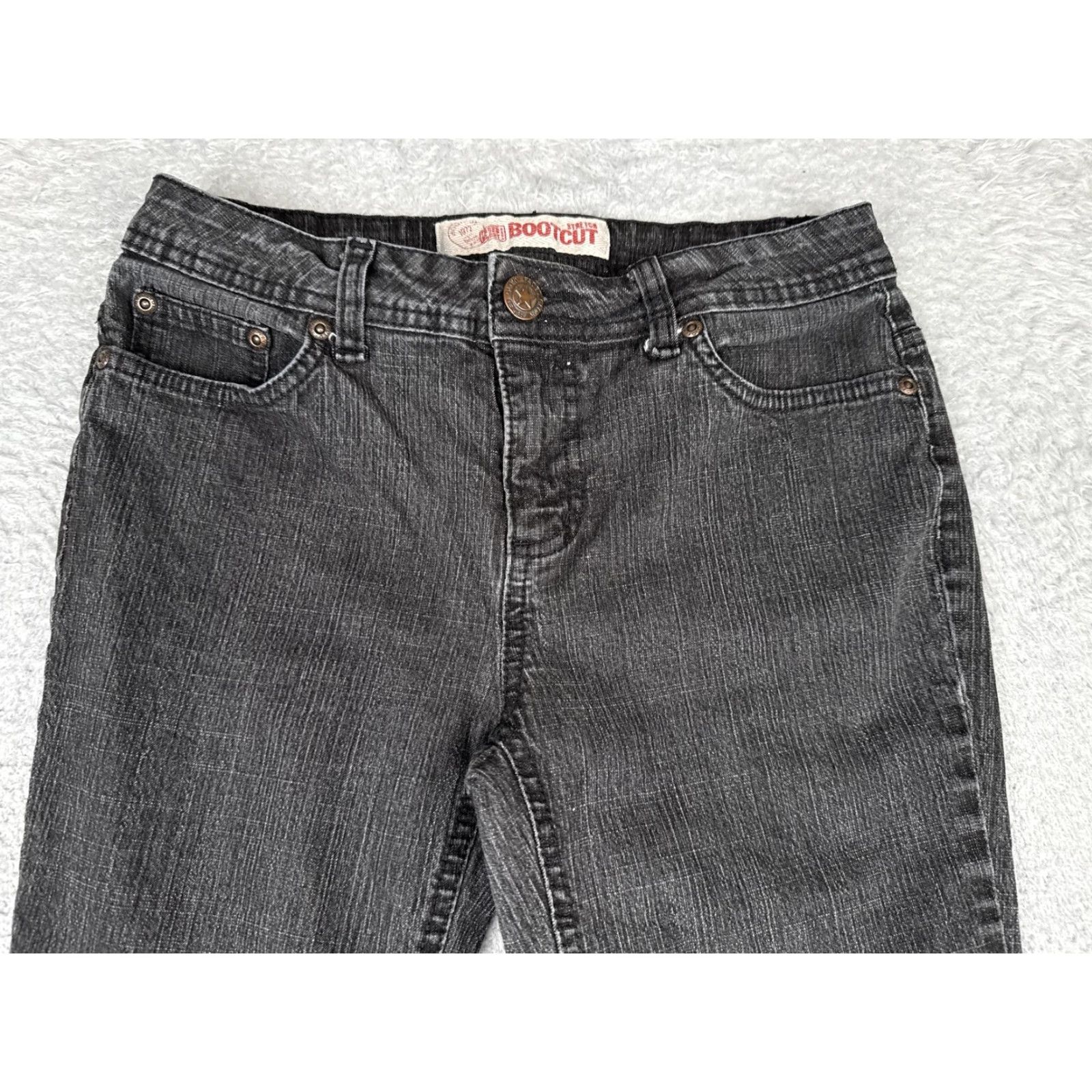Faded Glory Faded Glory Jeans Womens Petite 4 Bootcut Denim Charcoal Mid Rise 26x29 Stretch 5-Pocket Logo Zipper Jeans Mens? Size 27" / US 4 / IT 40 - 4 Thumbnail