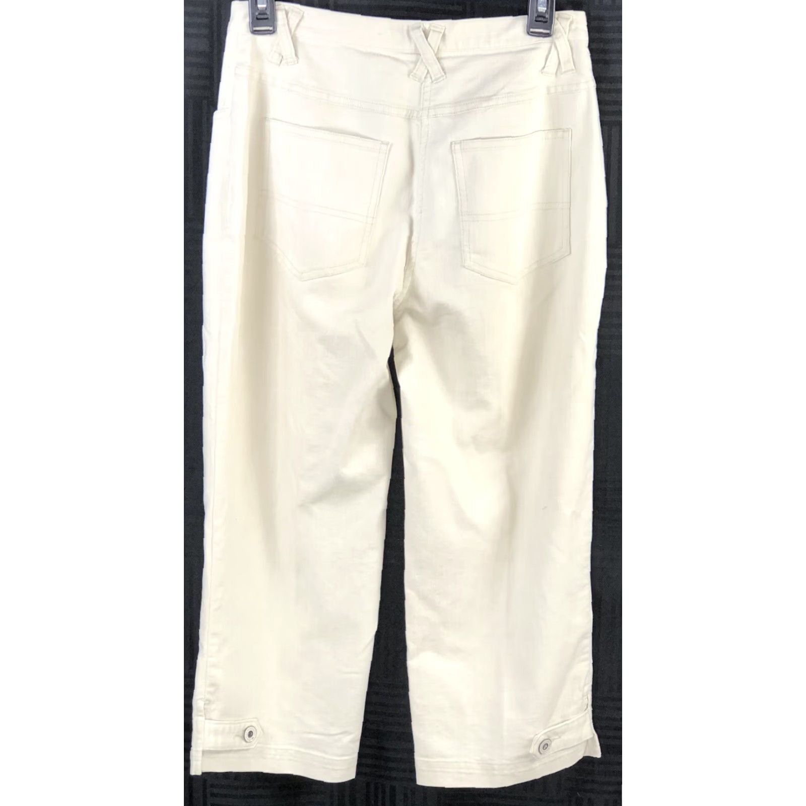 Vintage Christopher Banks Cropped Pants Ivory Mid Rise Pockets Stretch Summer Beach Women 4 Size 27" / US 4 / IT 40 - 5 Thumbnail