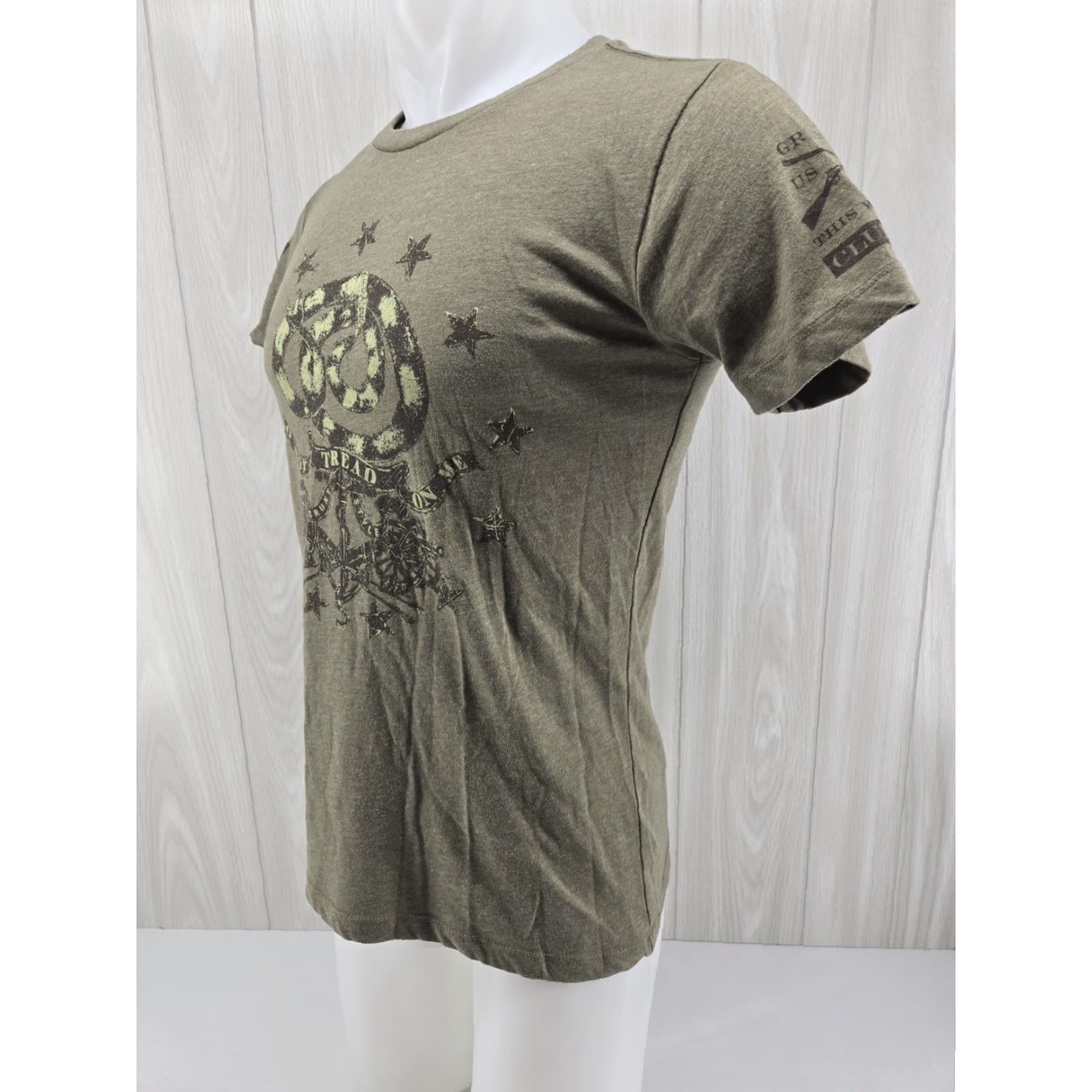 Vintage Grunt Style T-Shirt Women Green Do Not Tread On Me Crew Neck Short Sleeve Large Size L / US 10 / IT 46 - 4 Thumbnail