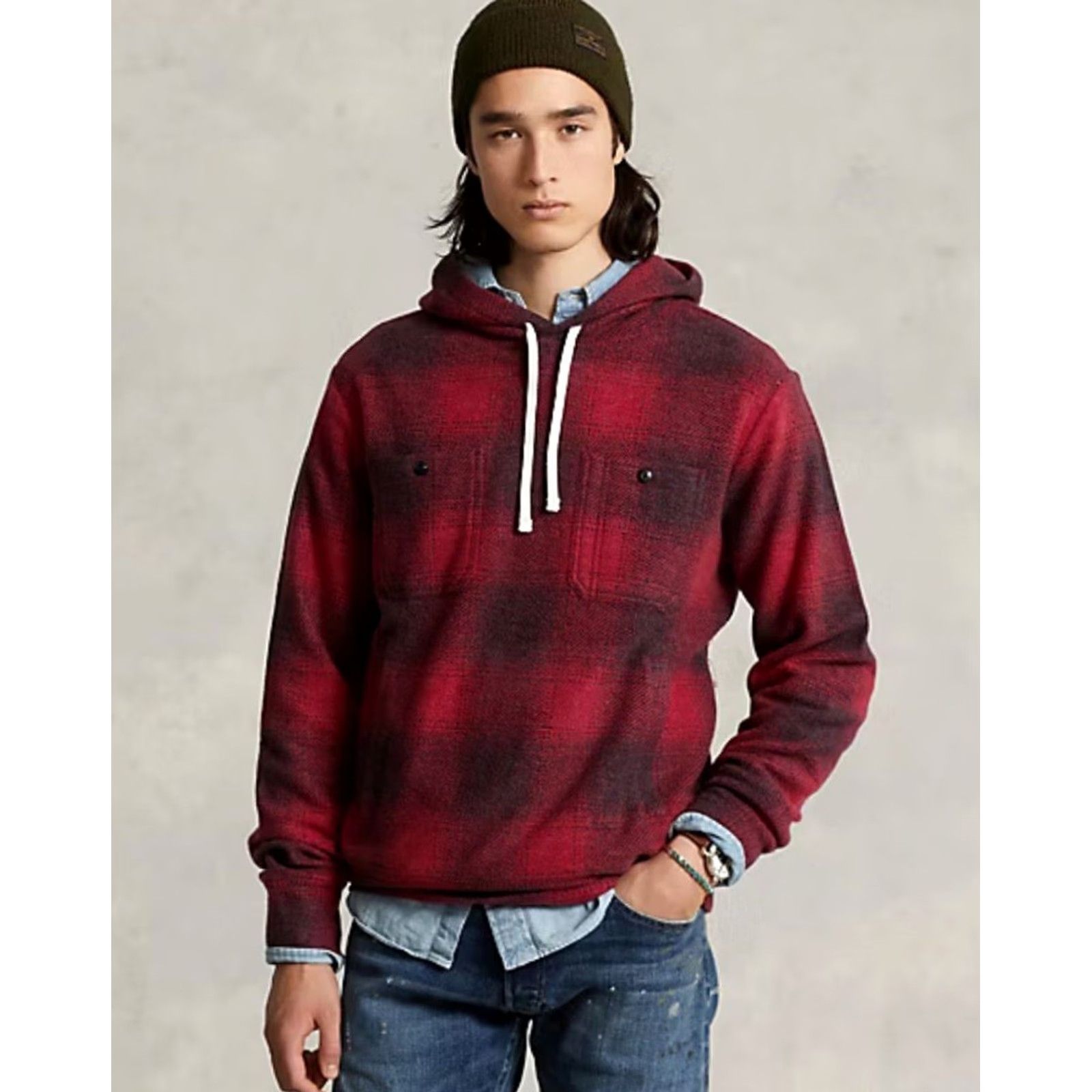 Polo Ralph Lauren VINTAGE Polo Country Ralph Lauren Hoodie Shirt 2XL Red Plaid Logo Pullover Hooded Mens Size US XXL / EU 58 / 5 - 2 Thumbnail