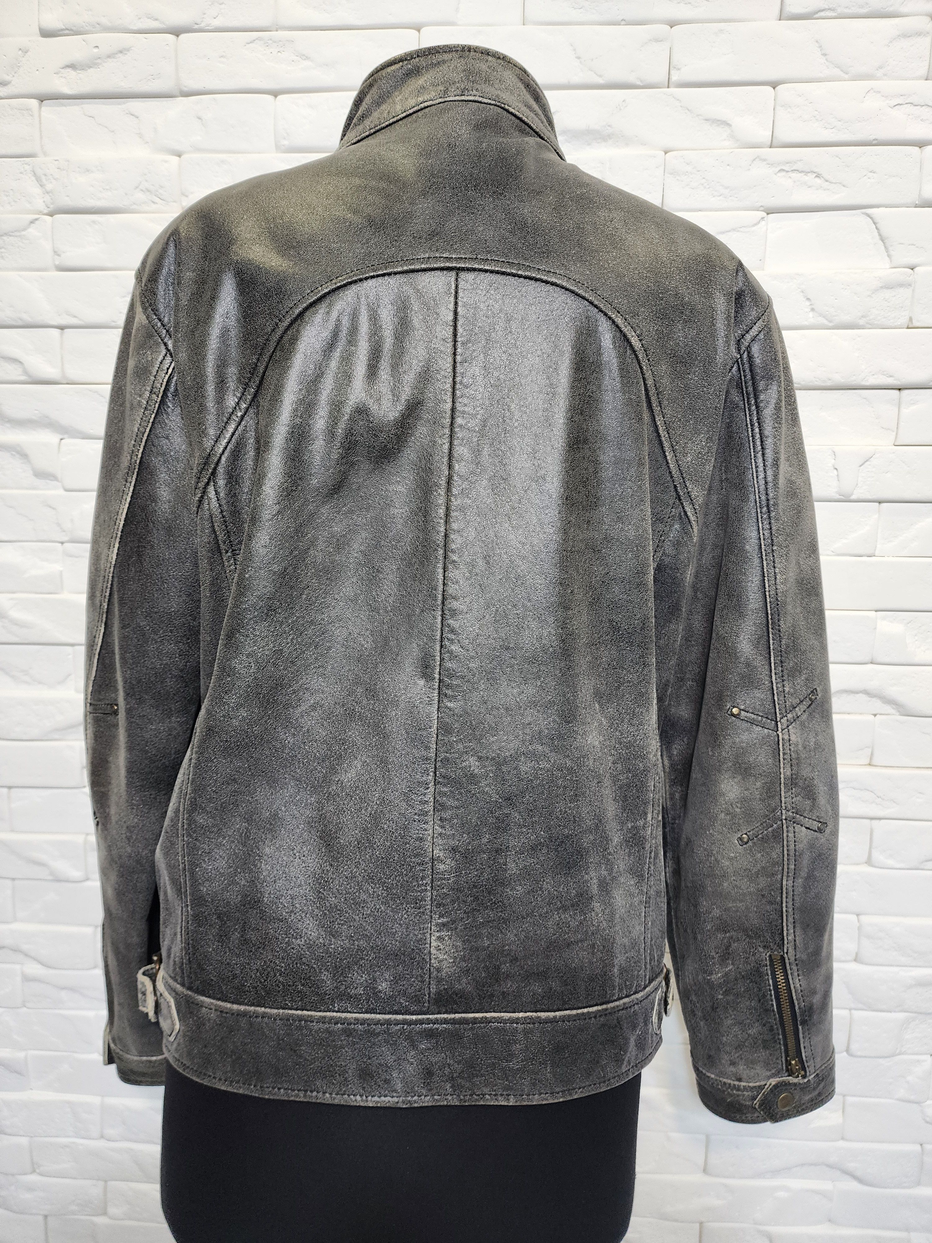 Genuine Leather Gray Leather Jacket: Men's Sporty Moto Style Size US M / EU 48-50 / 2 - 3 Thumbnail