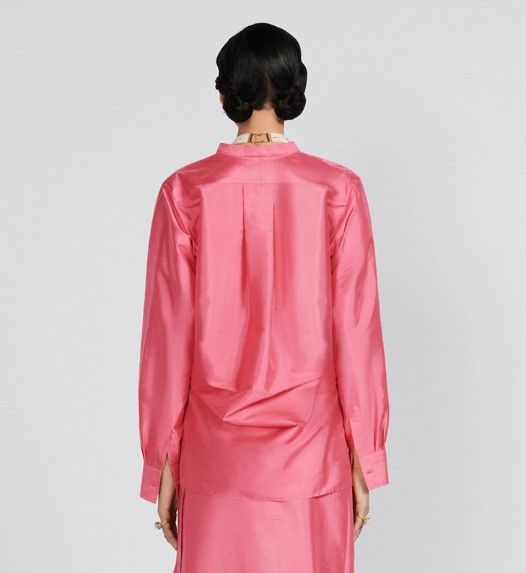 Dior o1w1db10824 Lightweight Silk Shantung Blouse in Pink Size S / US 4 / IT 40 - 6 Thumbnail