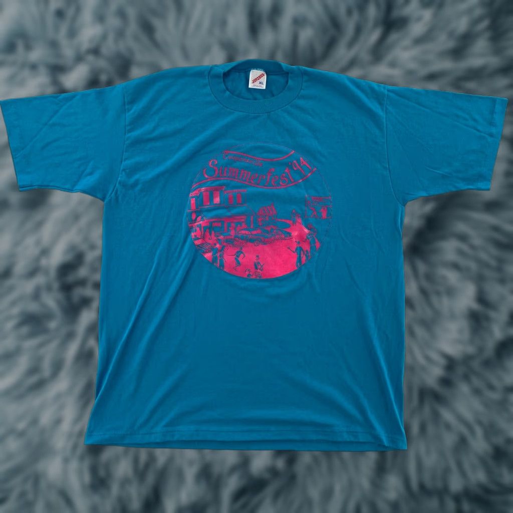 Jerzees VINTAGE Jerzees Shirt Adult XL Car Show 90s Blue Pink Short Sleeve Crew Neck Men's XL Vintage Car Theme 1994 Summerfest Size US XL / EU 56 / 4 - 1 Thumbnail
