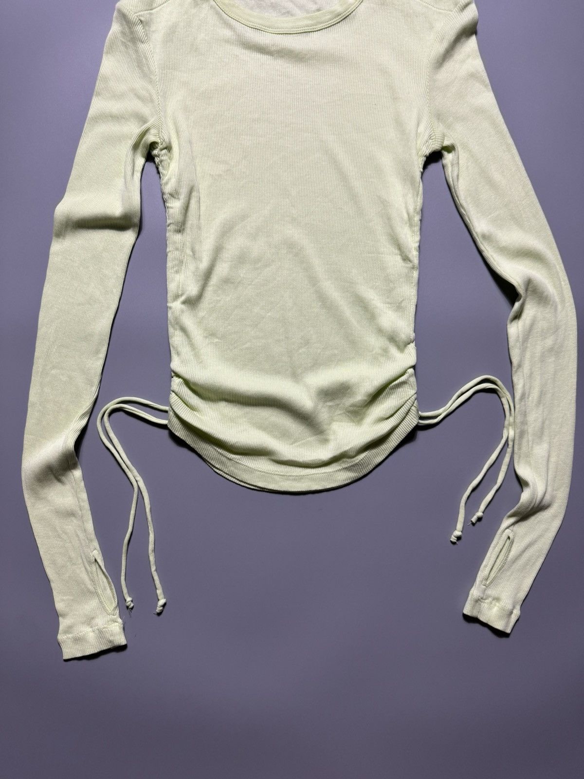 Helmut Lang Helmut Lang - Rib Shoulder Cut Out Ruched Side tie tops Size XS / US 0-2 / IT 36-38 - 5 Thumbnail