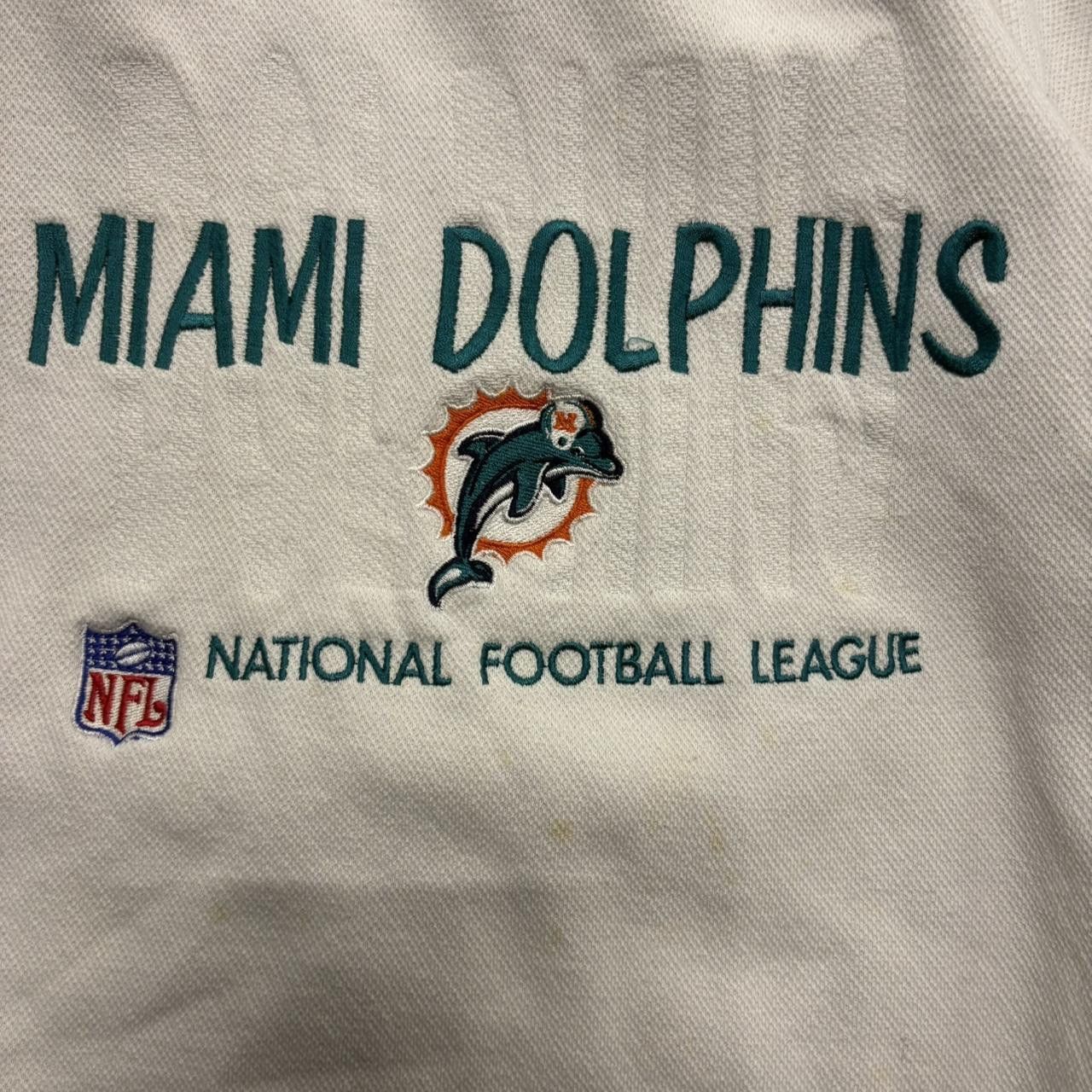 NFL Crazy Vintage Y2K/2000s Miami Dolphins NFL Vintage White Stained Sweater! Size US XL / EU 56 / 4 - 2 Thumbnail