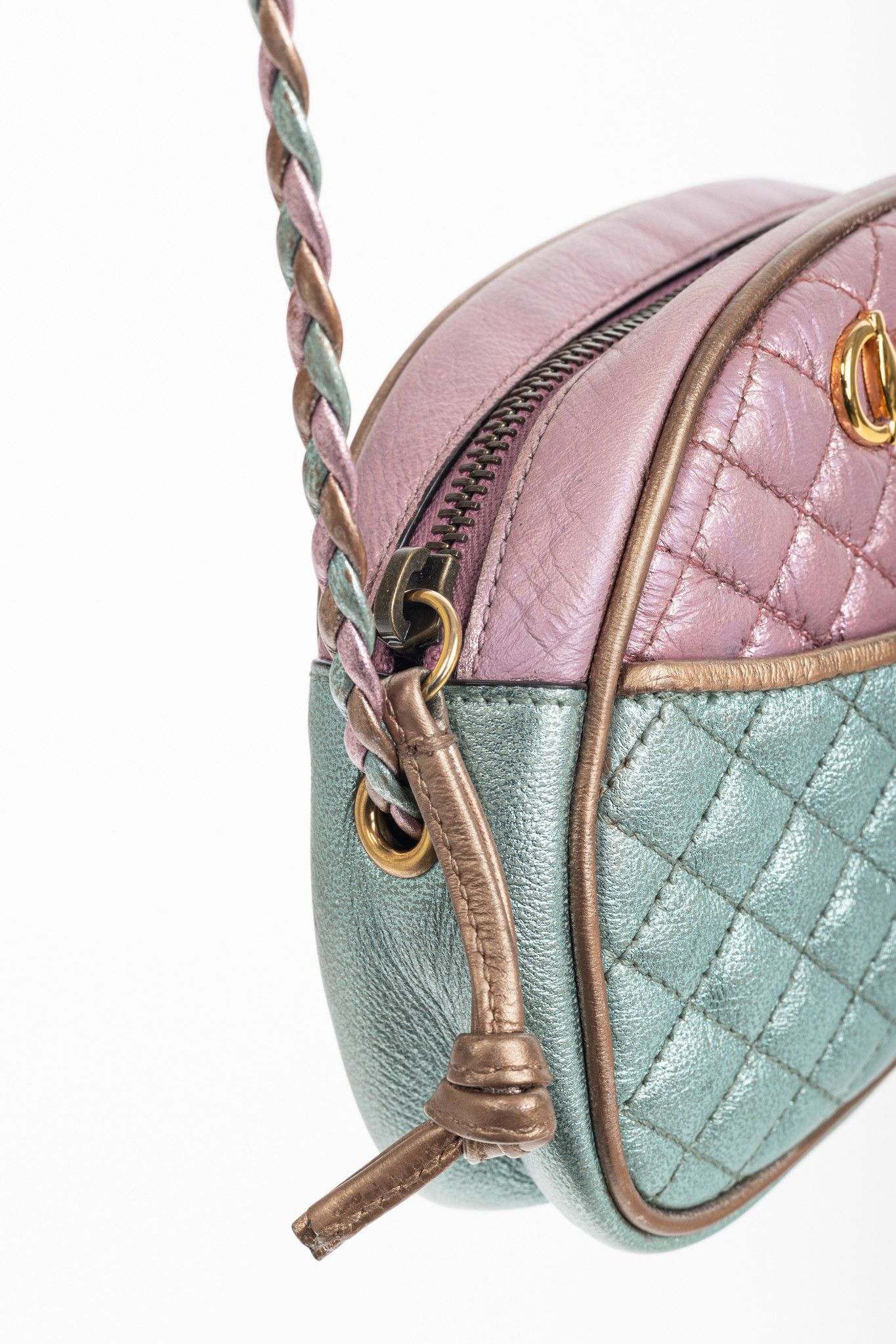Gucci Gucci Zumi Pink & Blue Laminated Leather Quilted Mini Bag Size ONE SIZE - 9 Thumbnail