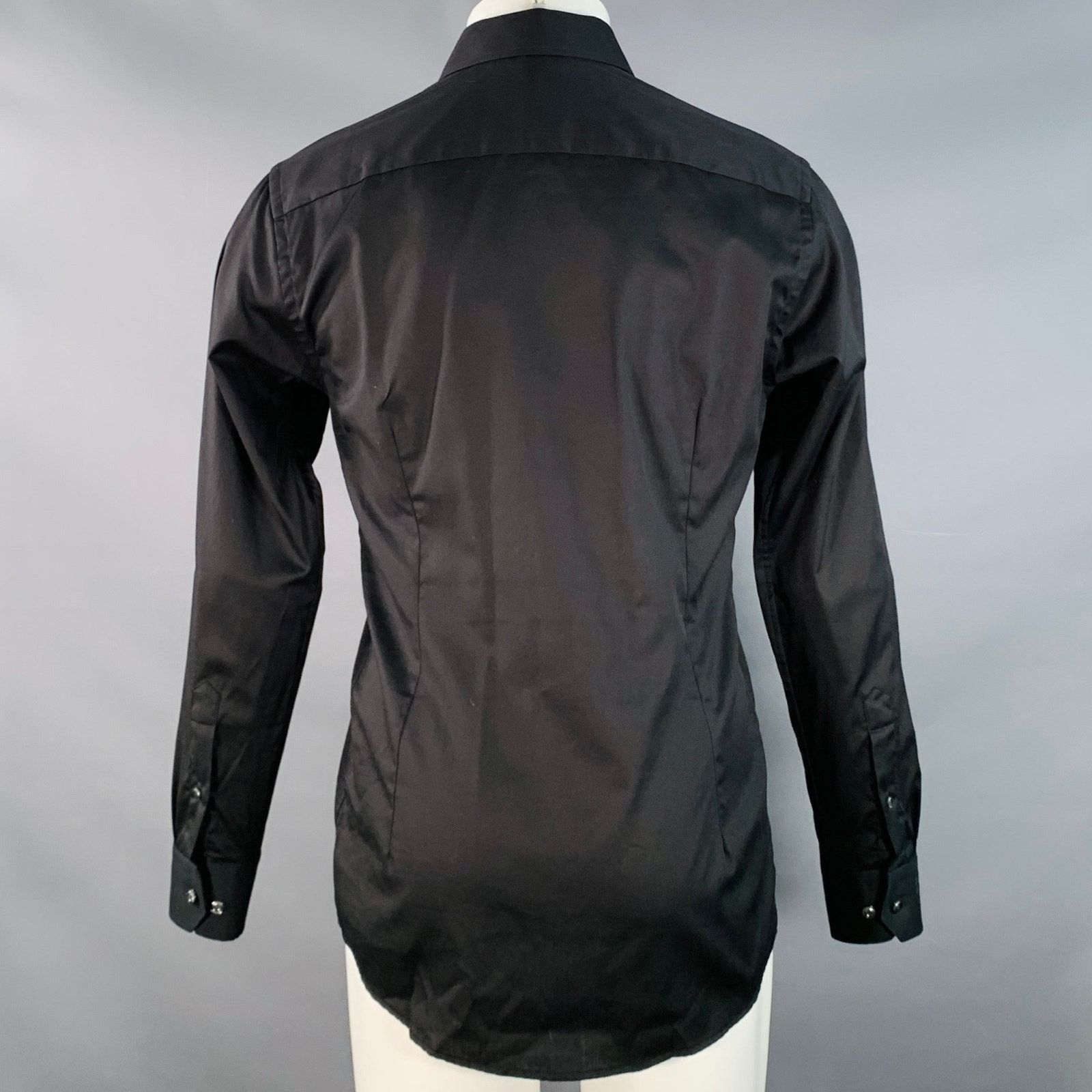 Eton ETON Black Cotton Twill Spread Collar Button Down Shirt Size US S / EU 44-46 / 1 - 3 Thumbnail